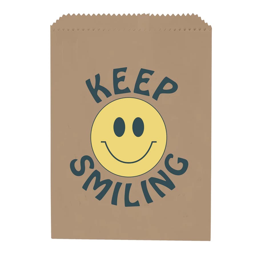 Sherman Specialty Love Your Smile Brown Paper Bags, 7.5" x 10", 100/Pack, S8663 - Brown Paper Bag Love Your Smile 7.5" x 10" Pack of 100 - Image 1
