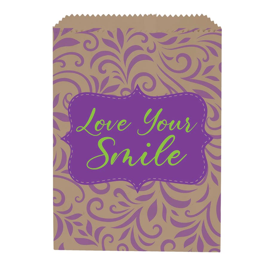 Sherman Specialty Love Your Smile Brown Paper Bags, 7.5" x 10", 100/Pack, S8663 thumbnail 2