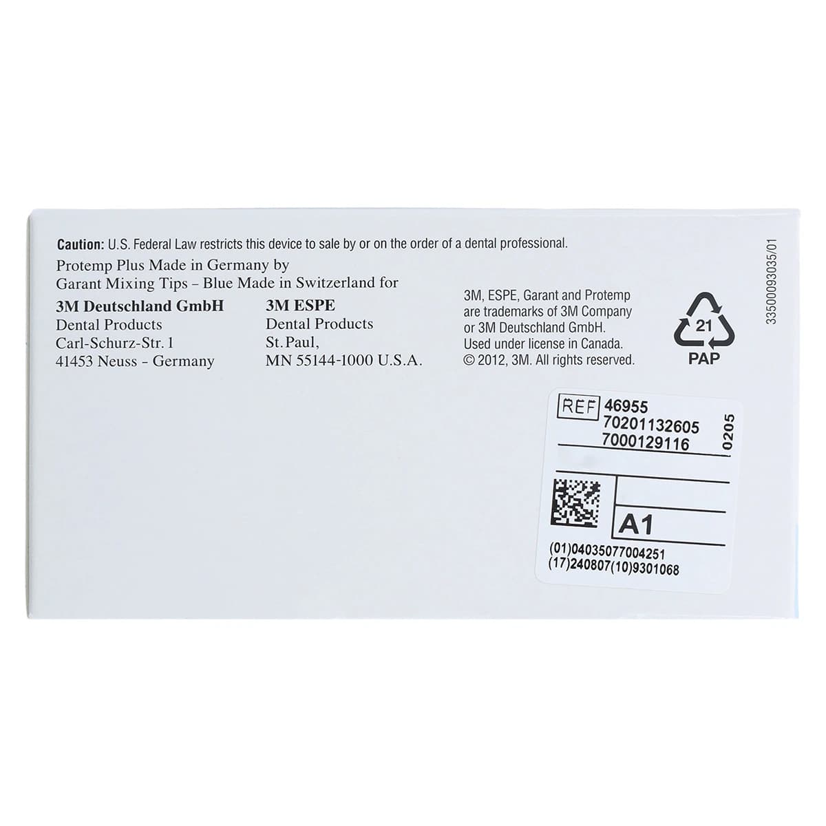 Protemp Plus Temporization Material Refill, Shade A1, 50 ml Cartridge with 16 Blue Mixing Tips, 1/Pk, 46955 thumbnail 3