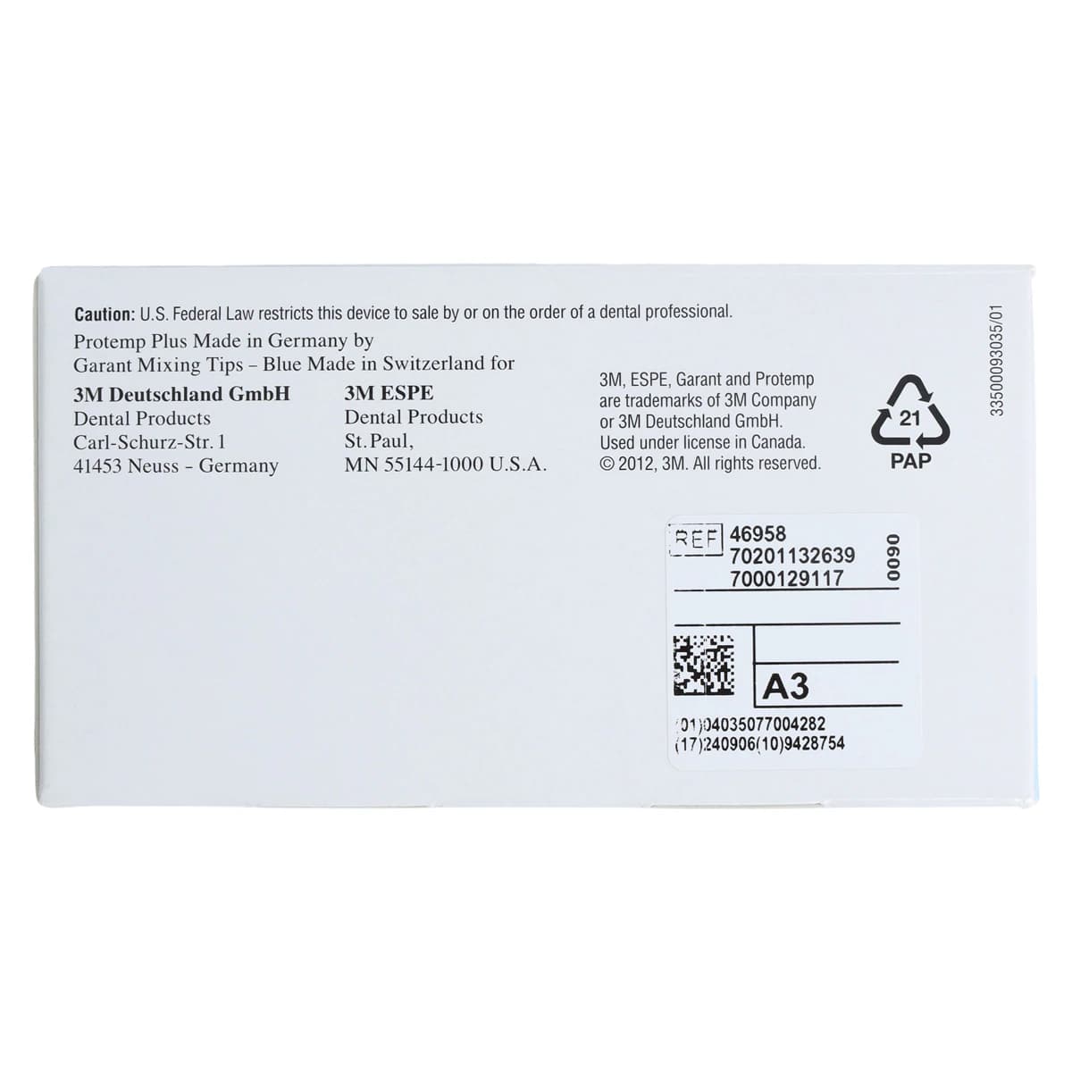Protemp Plus Temporization Material Refill, Shade A3, 50 ml (67 g) Cartridge with 16 Blue Mixing Tips, 1/Pk, 46958 thumbnail 3
