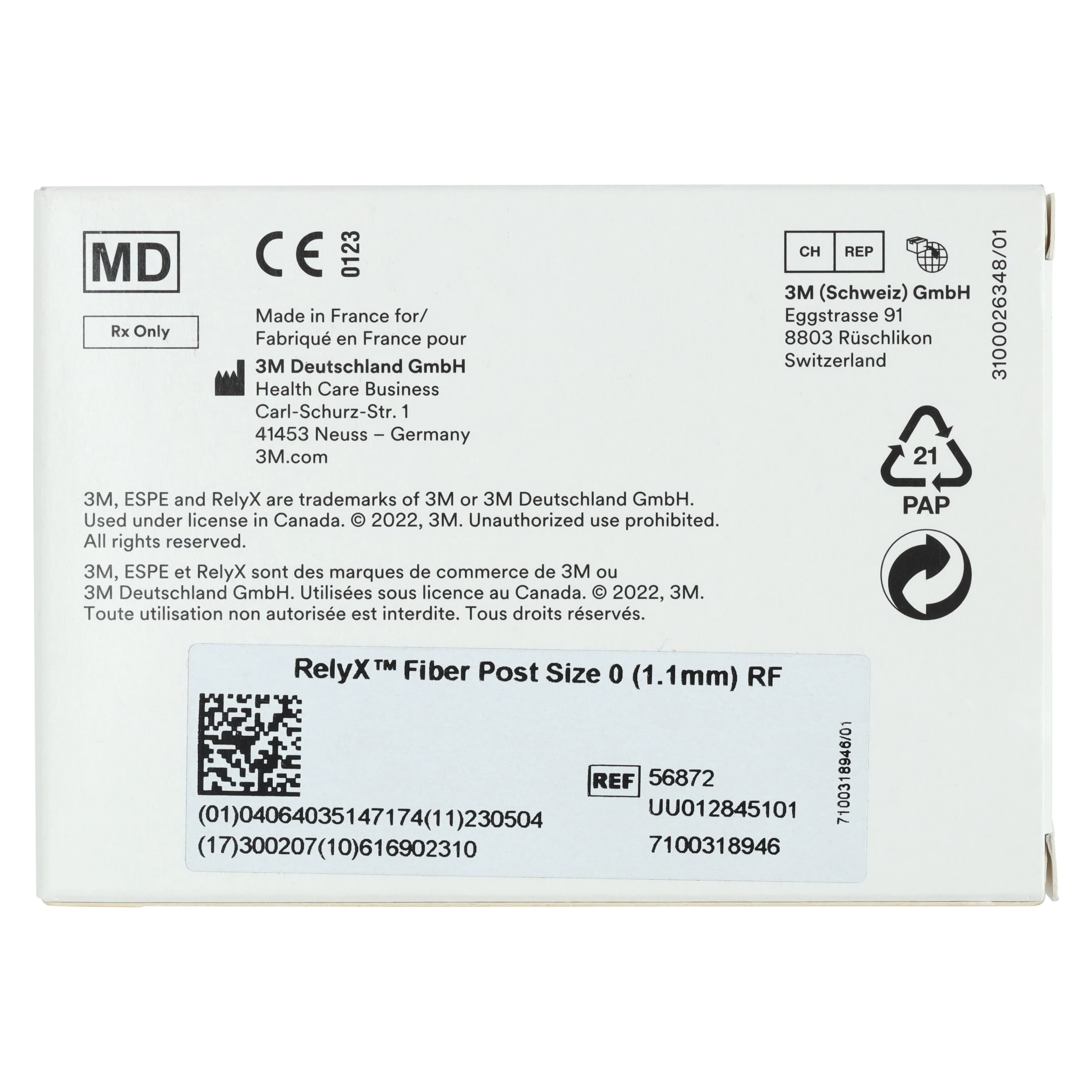 3M RelyX Fiber Post Refill, Size 0, 1.1 mm Diameter, White, 10/Pk, 56872 thumbnail 5