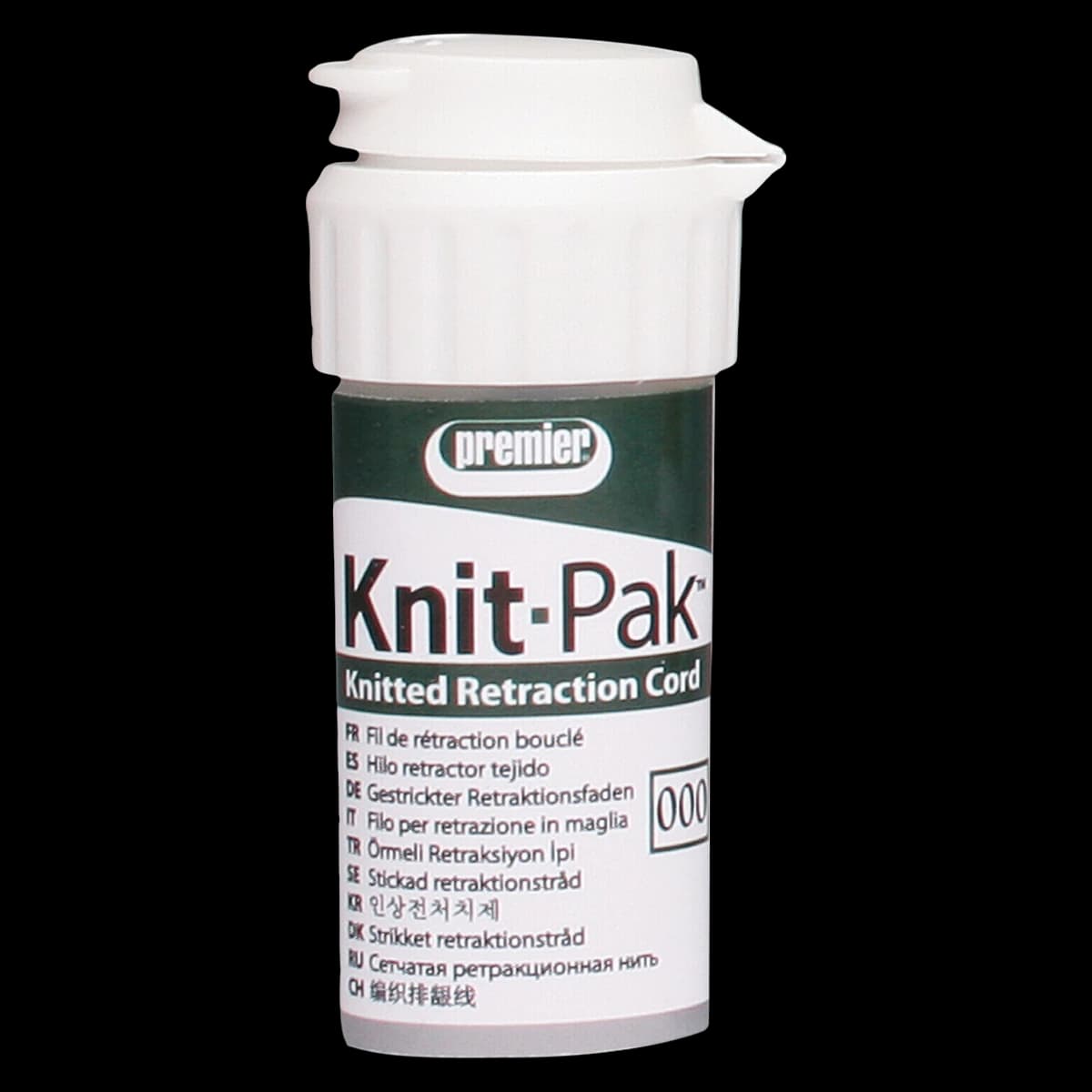 Knit-Pak Knitted Plain Gingival Retraction Cord, Non-Impregnated, Size 000, Green, 100", 1/Pk, 9007551 - Knit-Pak Knitted Plain 100" Size 000 Ea - Image 1