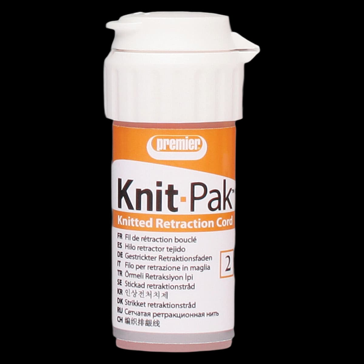 Knit-Pak Knitted Gingival Retraction Cord, Non-Impregnated, Plain, Size #2, Orange, 100" (254 cm), 9007555 - Knit-Pak Knitted Plain 100" Size 2 - Image 1
