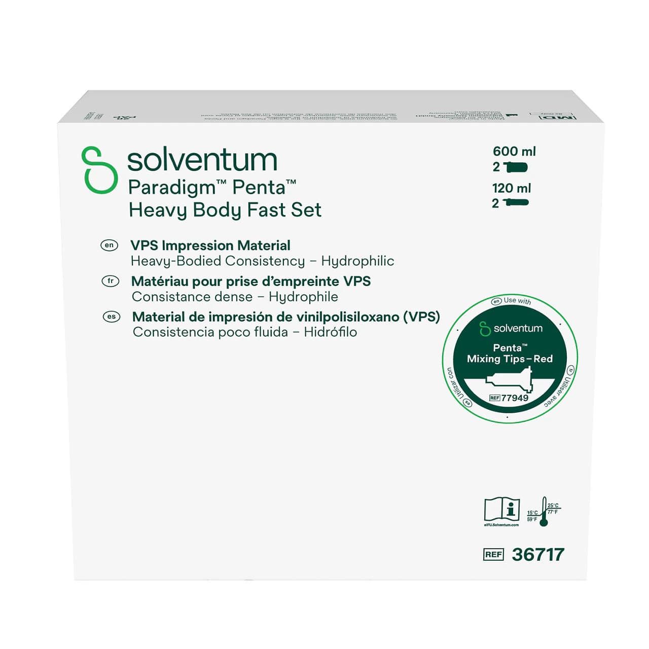 Solventum (3M) Paradigm Penta VPS Impression Material, Heavy Body, Fast Set, Refill, 2 x 300 ml Base + 2 x 60 ml Catalyst, 36717 thumbnail 2