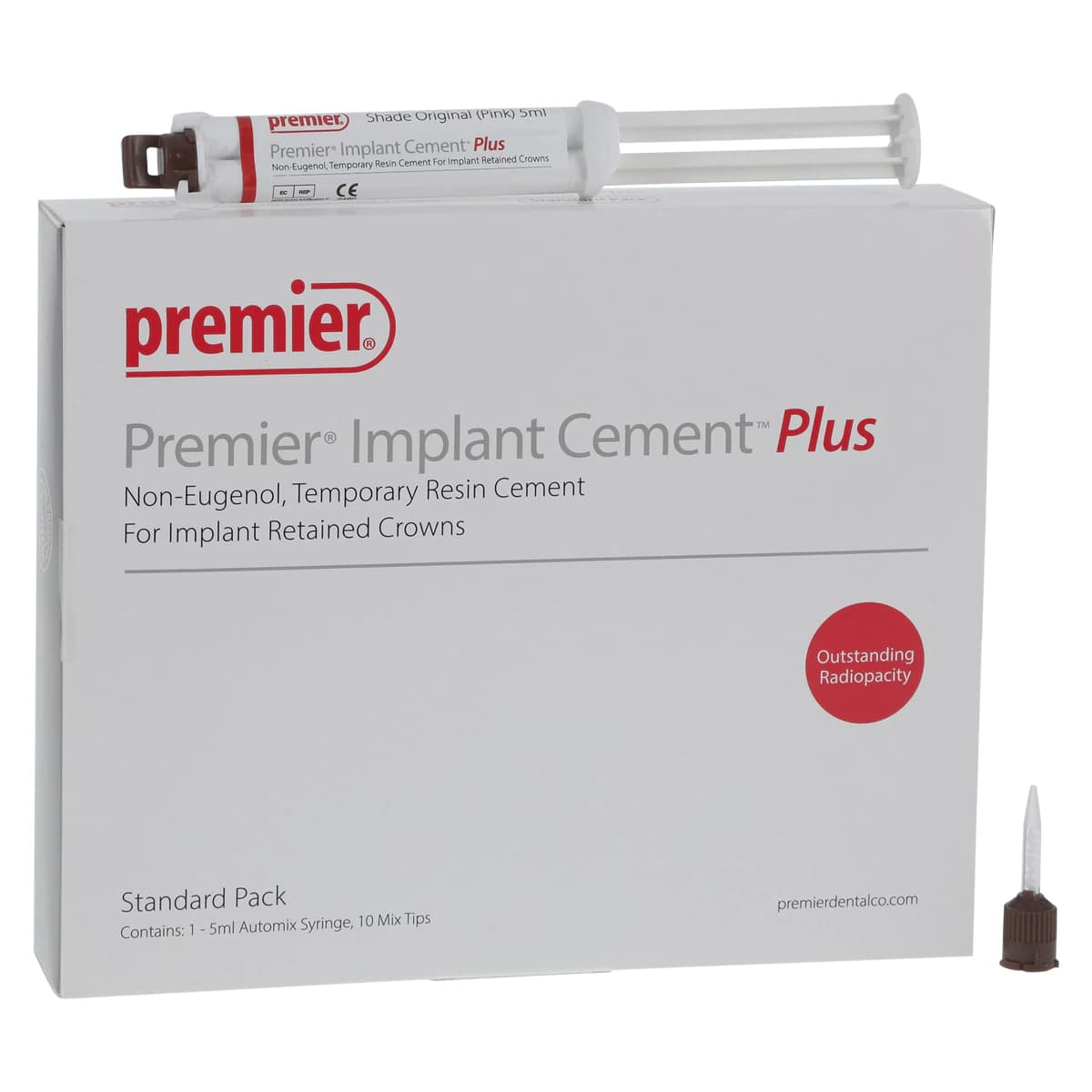 Premier® Implant Cement™ Plus, Pink, Standard Pack, 5 ml Automix Syringe with 10 Mixing Tips, 3001550 - Premier® Implant Cement™ Plus Pink Standard Pack - Image 1