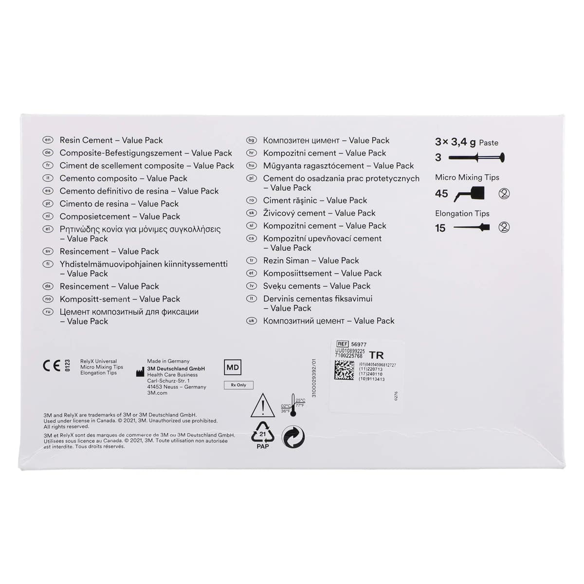 3M RelyX Universal Resin Cement Value Pack, Translucent (TR), Dual-Cure, 3 x 3.4 g Syringes, 56977 thumbnail 10