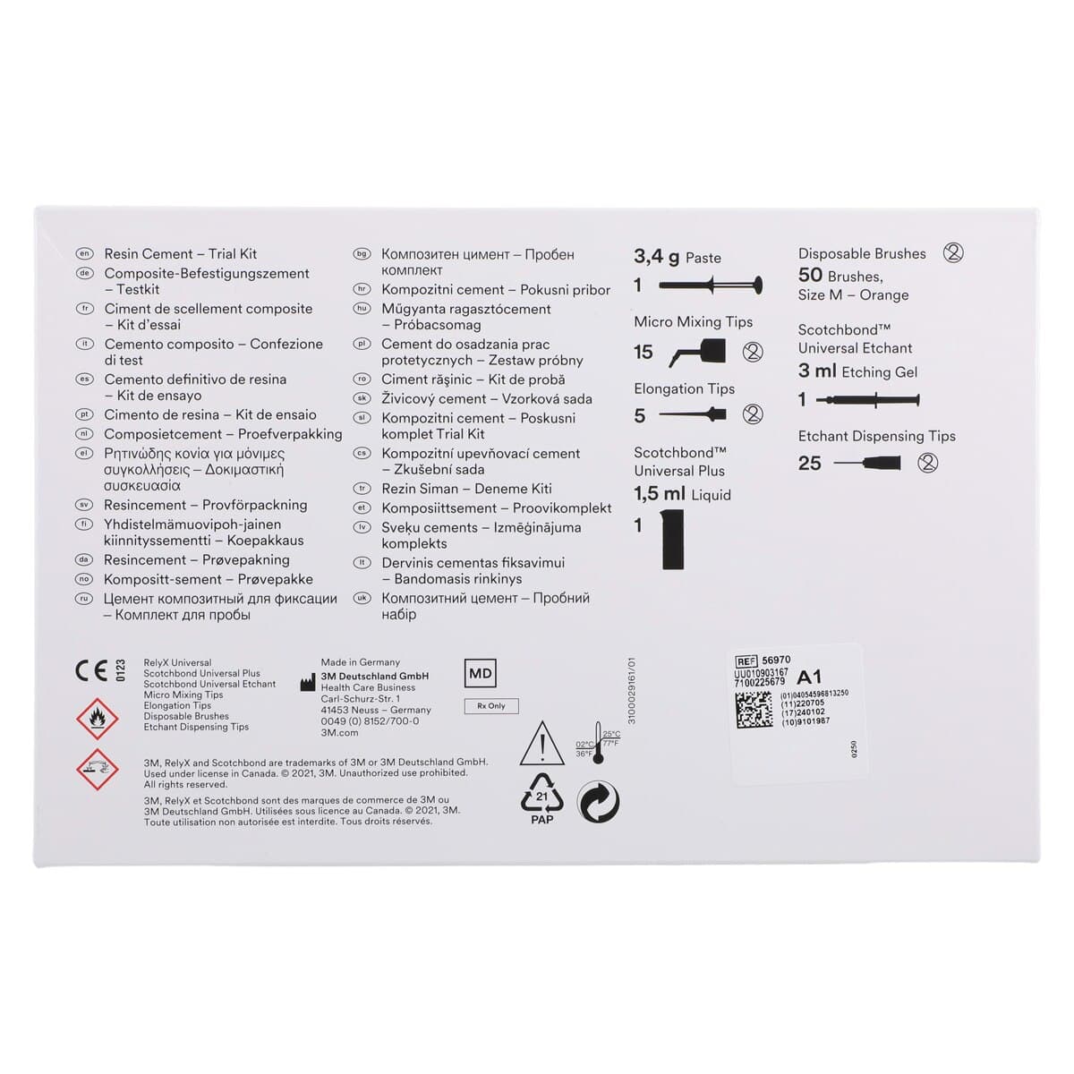 3M RelyX Universal Resin Cement Trial Kit, Shade A1, Dual-Cure, 3.4g Syringe, 56970 thumbnail 19