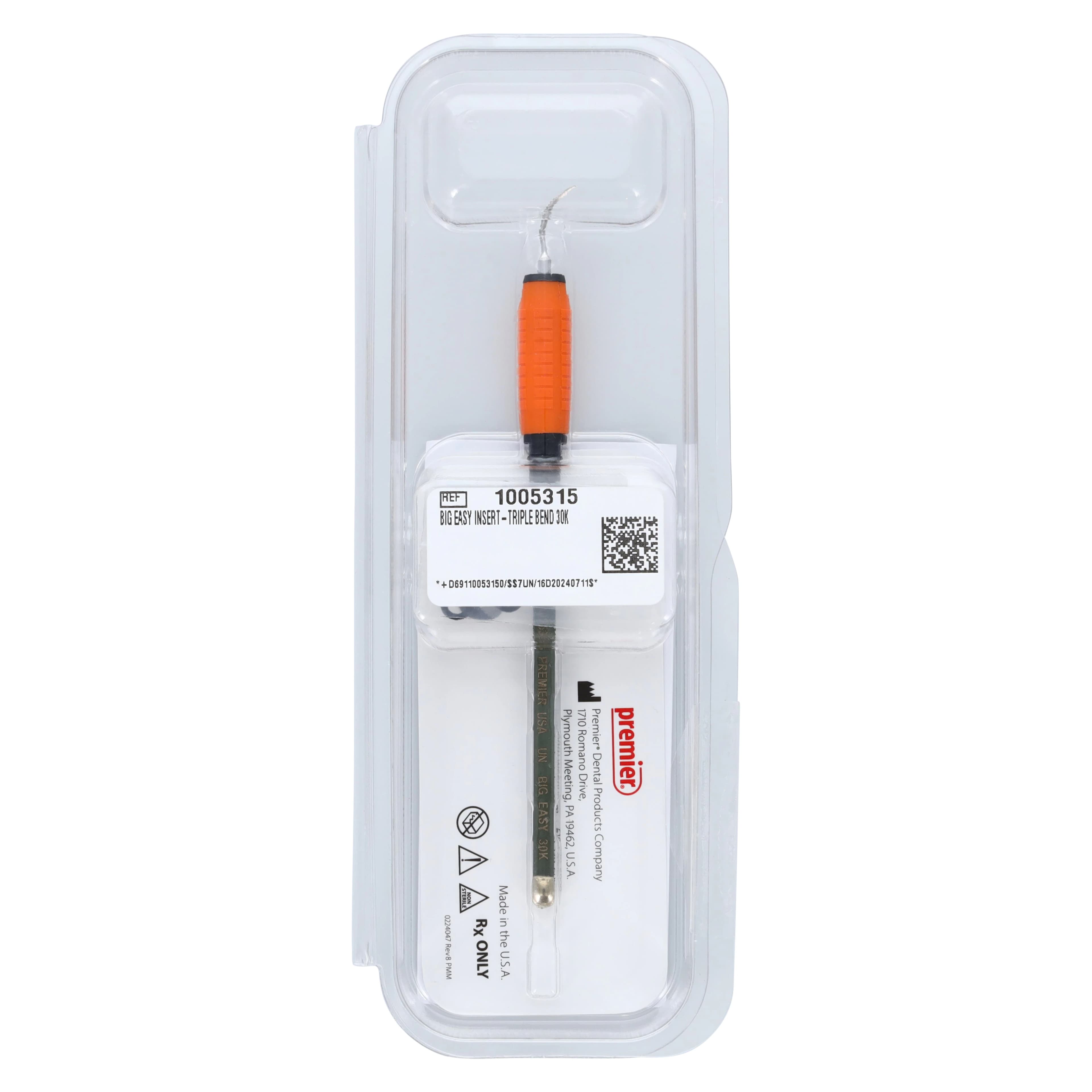 Premier Big Easy Ultrasonic Insert #1000 Triple Bend, 30 kHz, Orange, 1005315 thumbnail 5