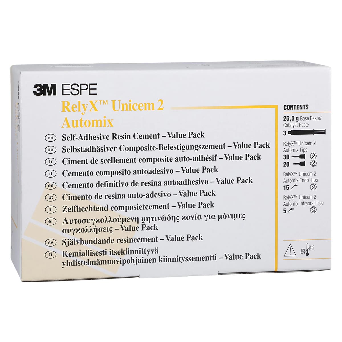 RelyX Unicem 2 Self-Adhesive Resin Cement, Automix Syringe Value Pack, A3 Opaque, 3 x 8.5 g Syringes, 56857 - RelyX Unicem 2 Self-Adhesive Resin Cement, Automix Syringe Value Pack, A3 Opaque, 3/Pk - Image 1