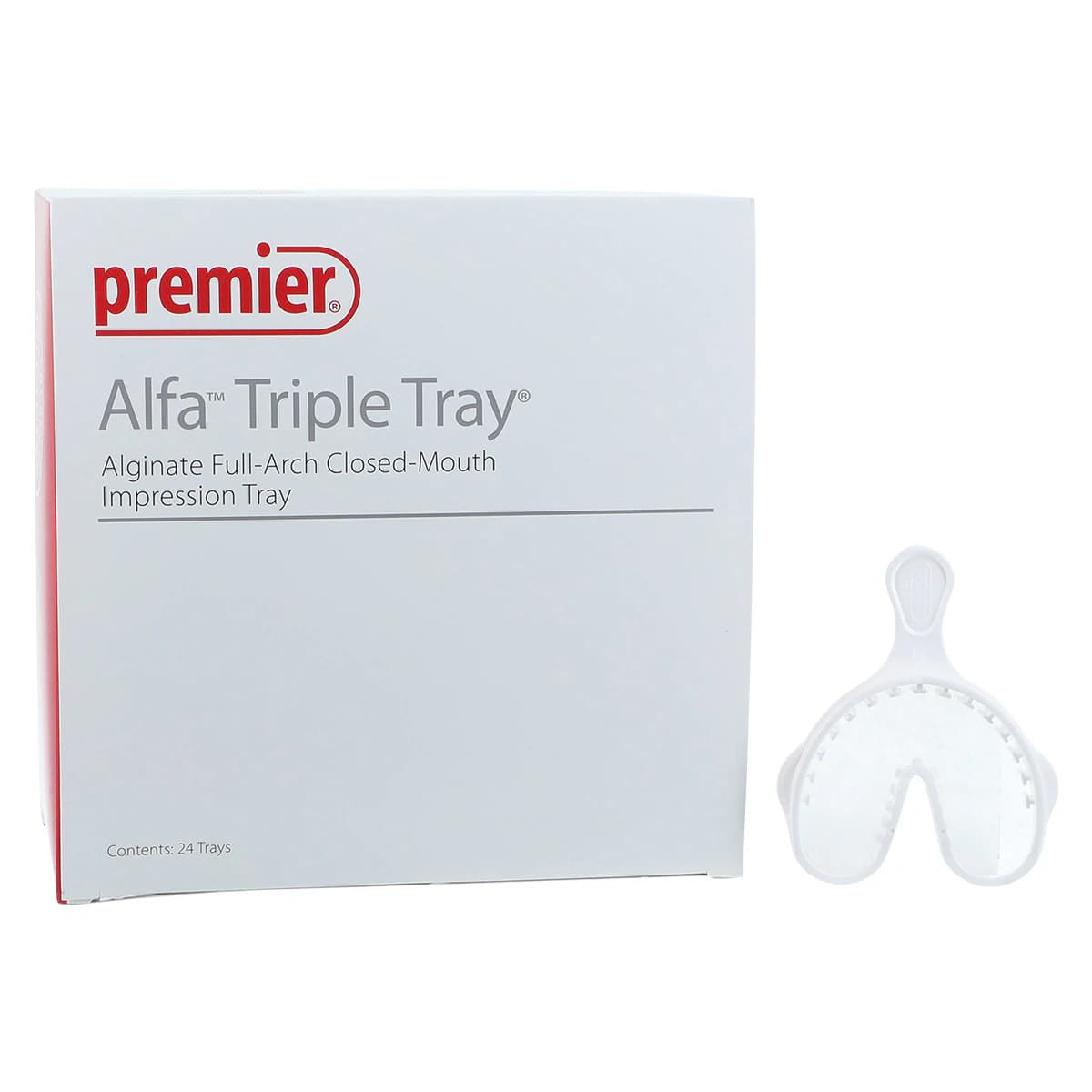 Alfa™ Triple Tray® Double Arch Impression Trays, Medium, White, 24/Box, 1006323 - Alfa™ Triple Tray® Medium White Box of 24 - Image 1