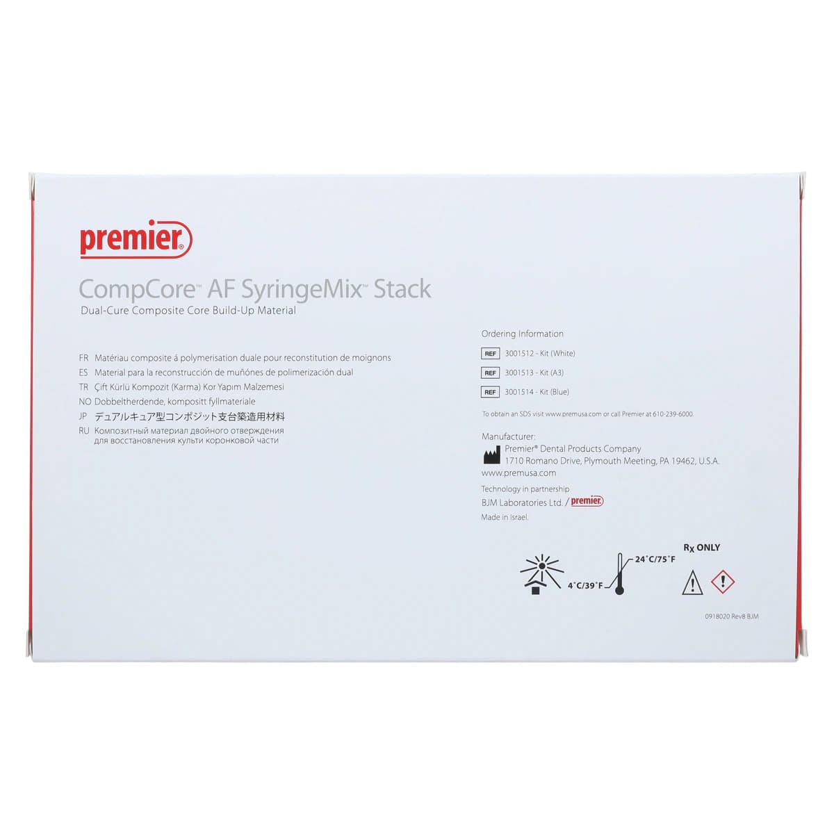 CompCore AF SyringeMix STACK Core Build-Up Material, Dual-Cure, Blue, Intro Kit, 2 x 9 g Syringes, 3001514 thumbnail 9