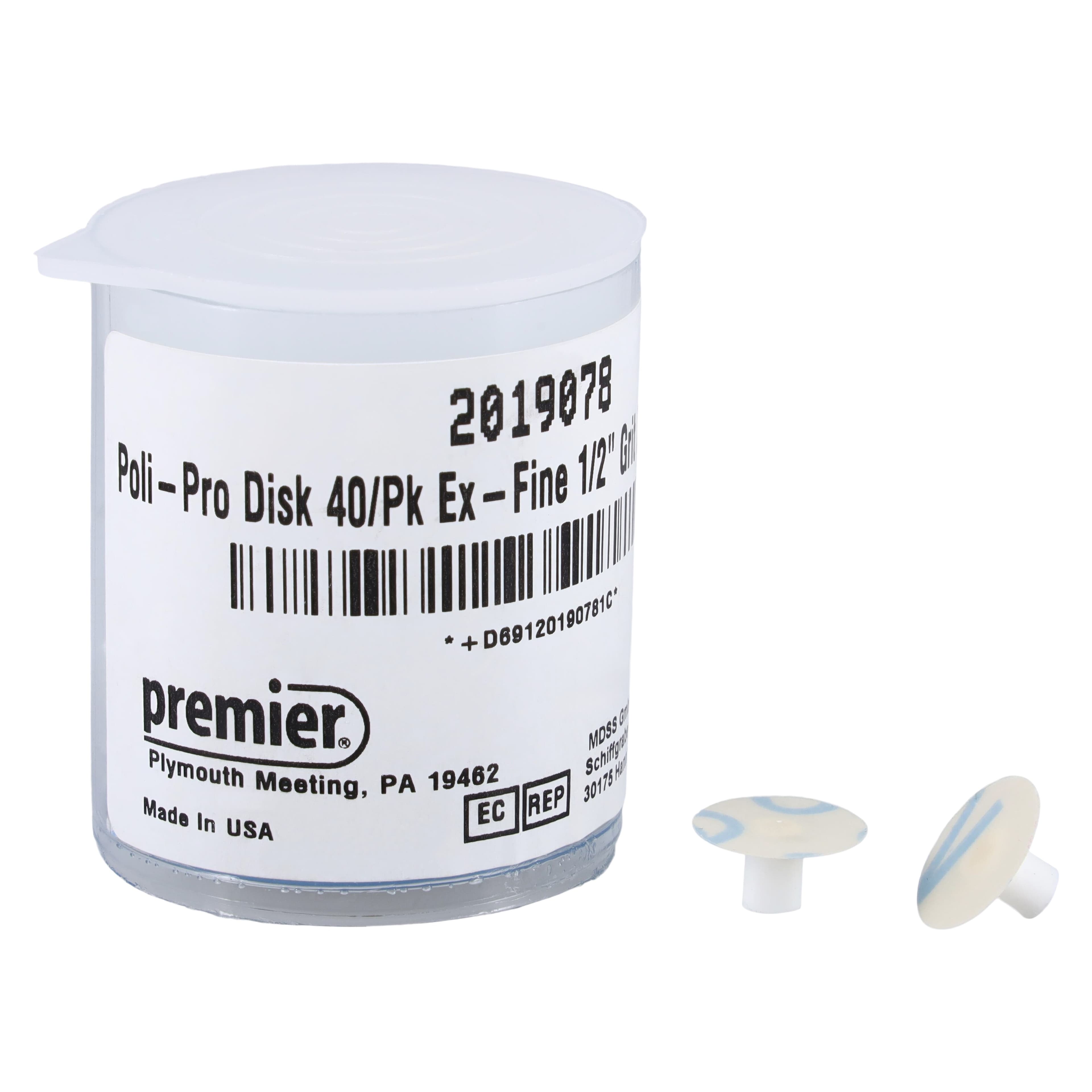 Poli-Pro Disc Composite Polishers, Refill, 1/2", Extra-Fine, Double-Sided Grit, White, 40/Pk, 2019078 thumbnail 2