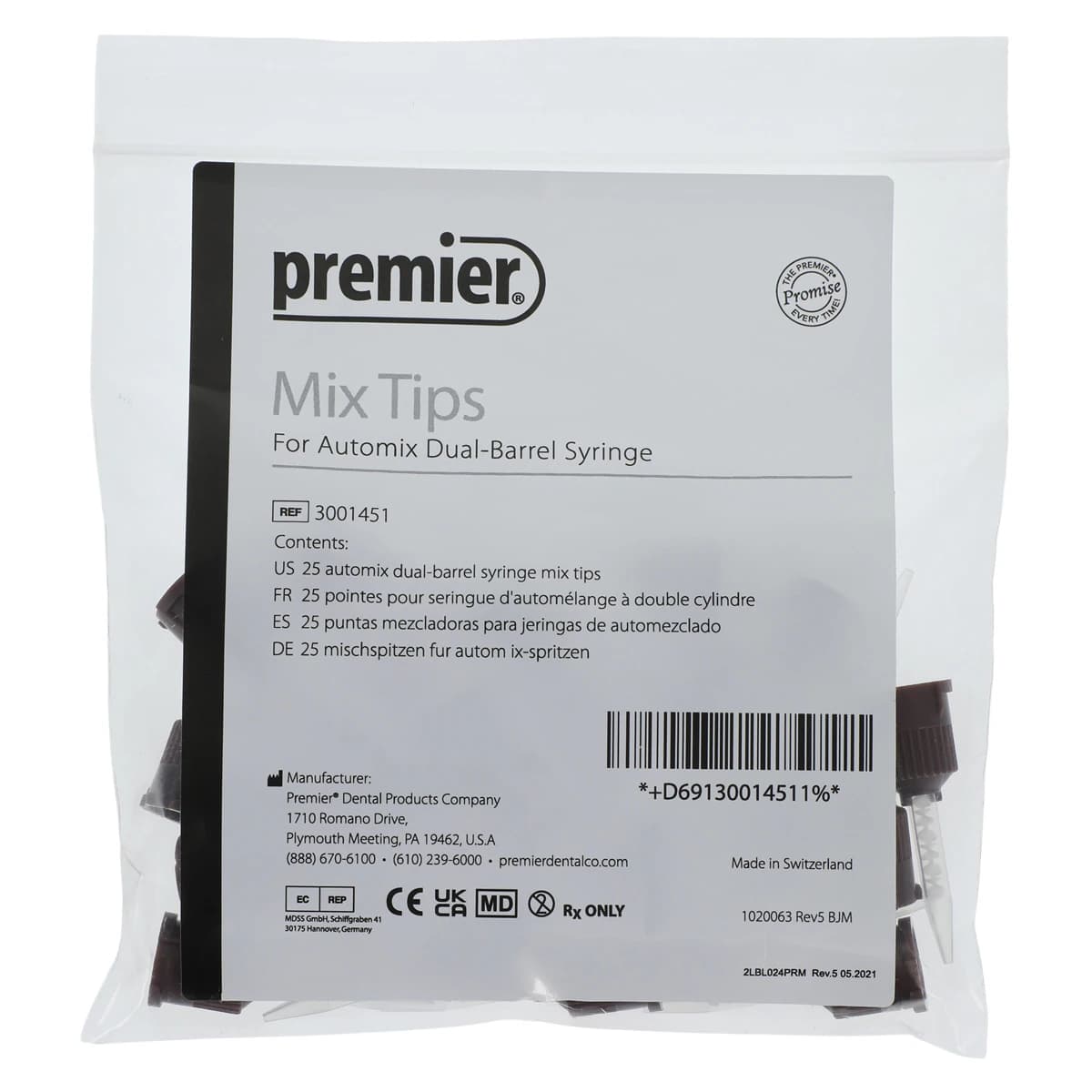 Premier Implant Cement Automix Dual-Barrel Syringe Mixing Tips, Brown, 25/Pk, 3001451 thumbnail 2