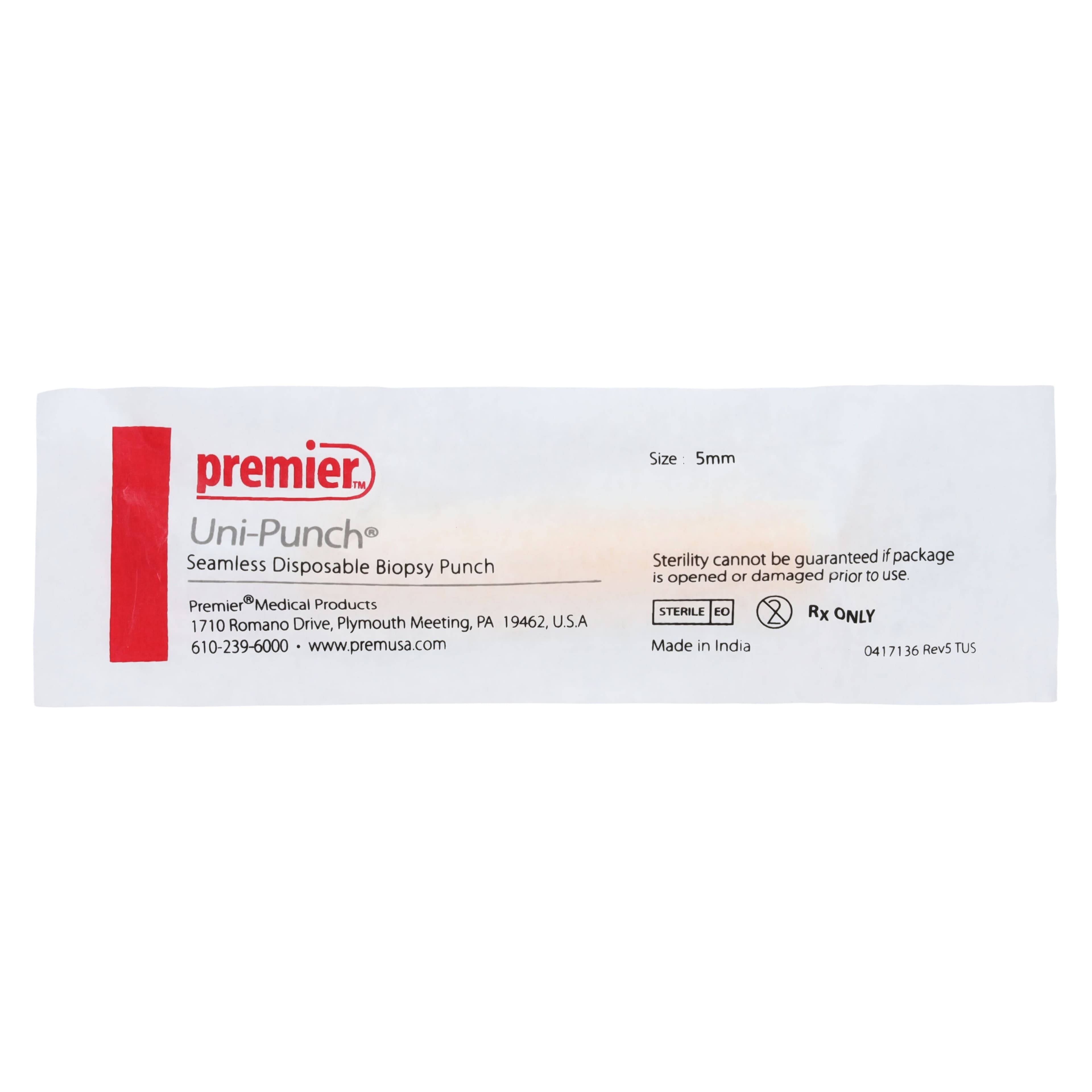 Uni-Punch Sterile Disposable Biopsy Punch, 5 mm, 50/Box, 9033515 thumbnail 3