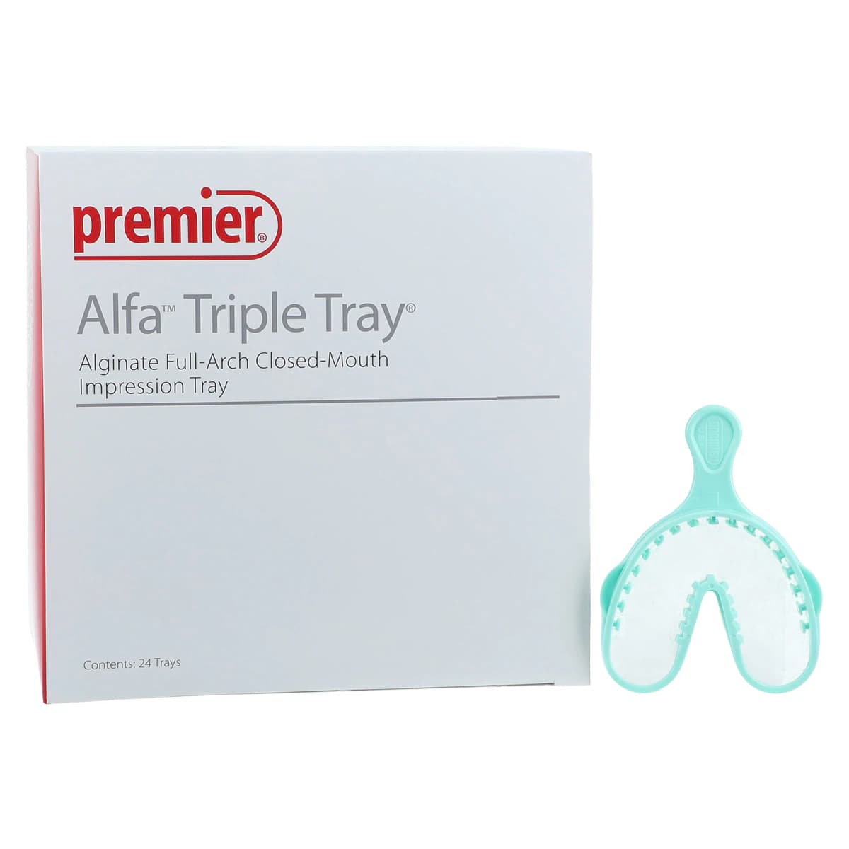 Alfa™ Triple Tray® Large Green Disposable Impression Trays, 24/Box, 1006333 - Alfa™ Triple Tray® Large Green Box of 24 - Image 1