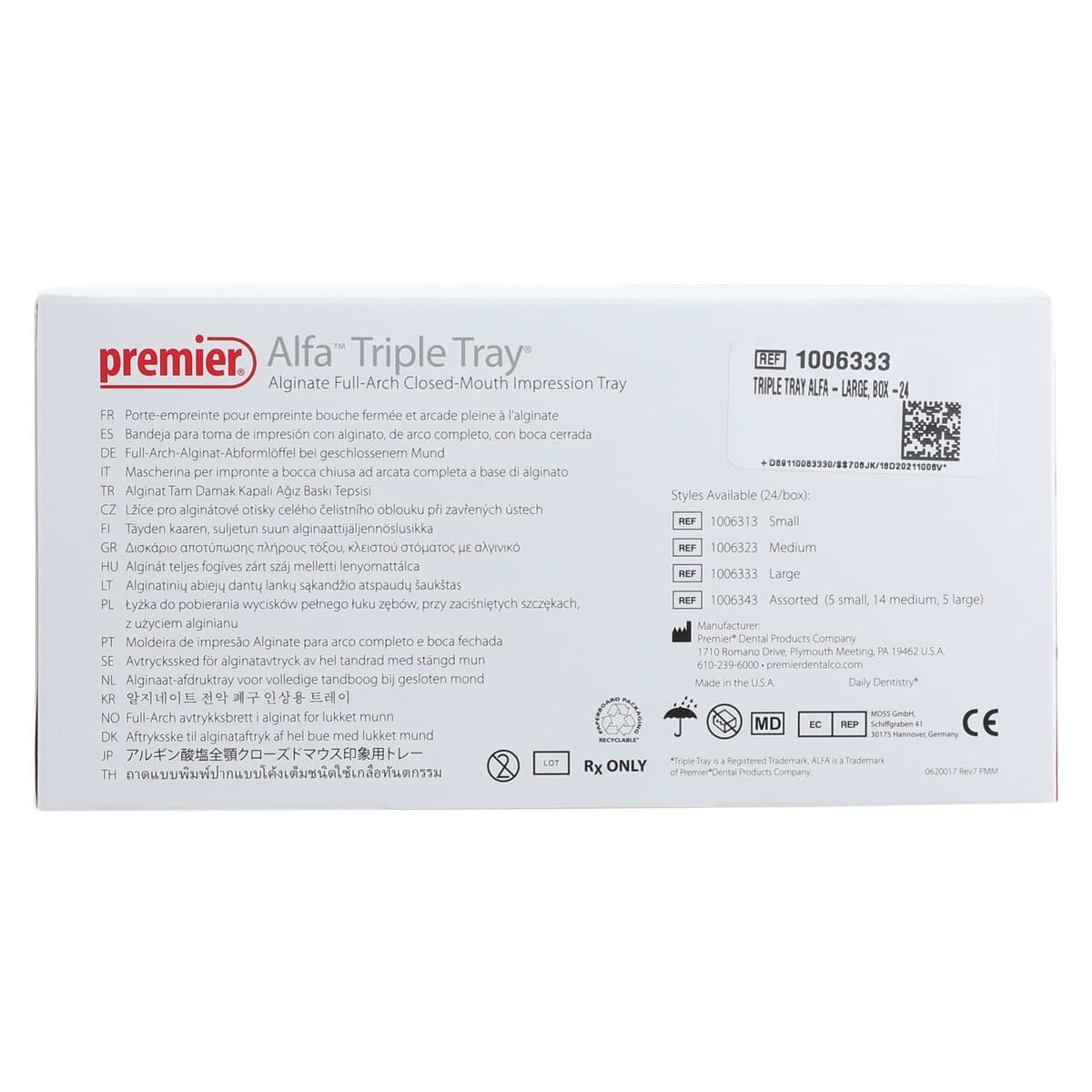 Alfa™ Triple Tray® Large Green Disposable Impression Trays, 24/Box, 1006333 thumbnail 4