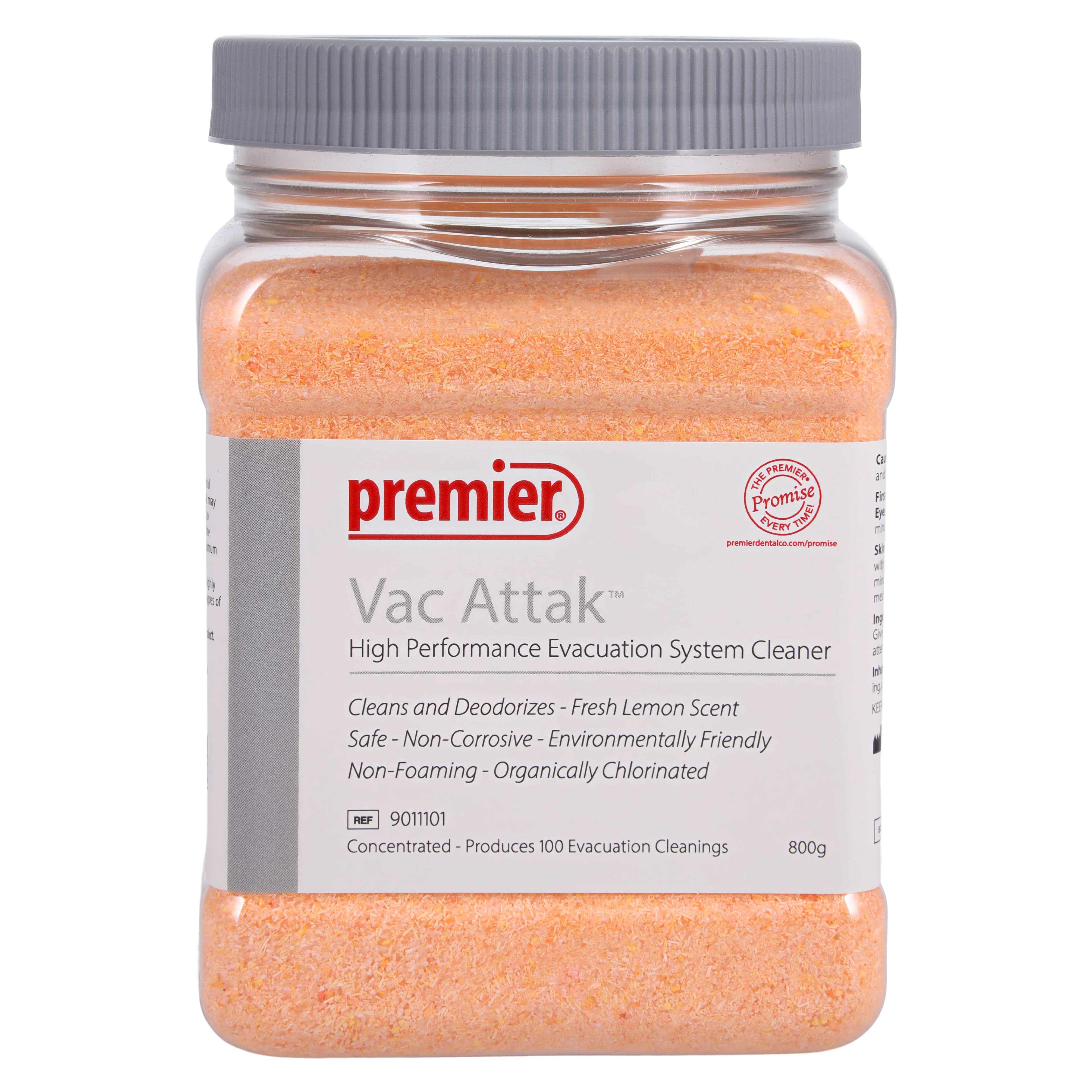 Premier Vac Attak High Performance Evacuation System Cleaner, Powder, Lemon, 800 g/Jar, 1/Pk, 9011101 - Vac Attak Evacuation System Cleaner, Powder, 800 g/Jar, Lemon, 1/Pk, 9011101 - Image 1