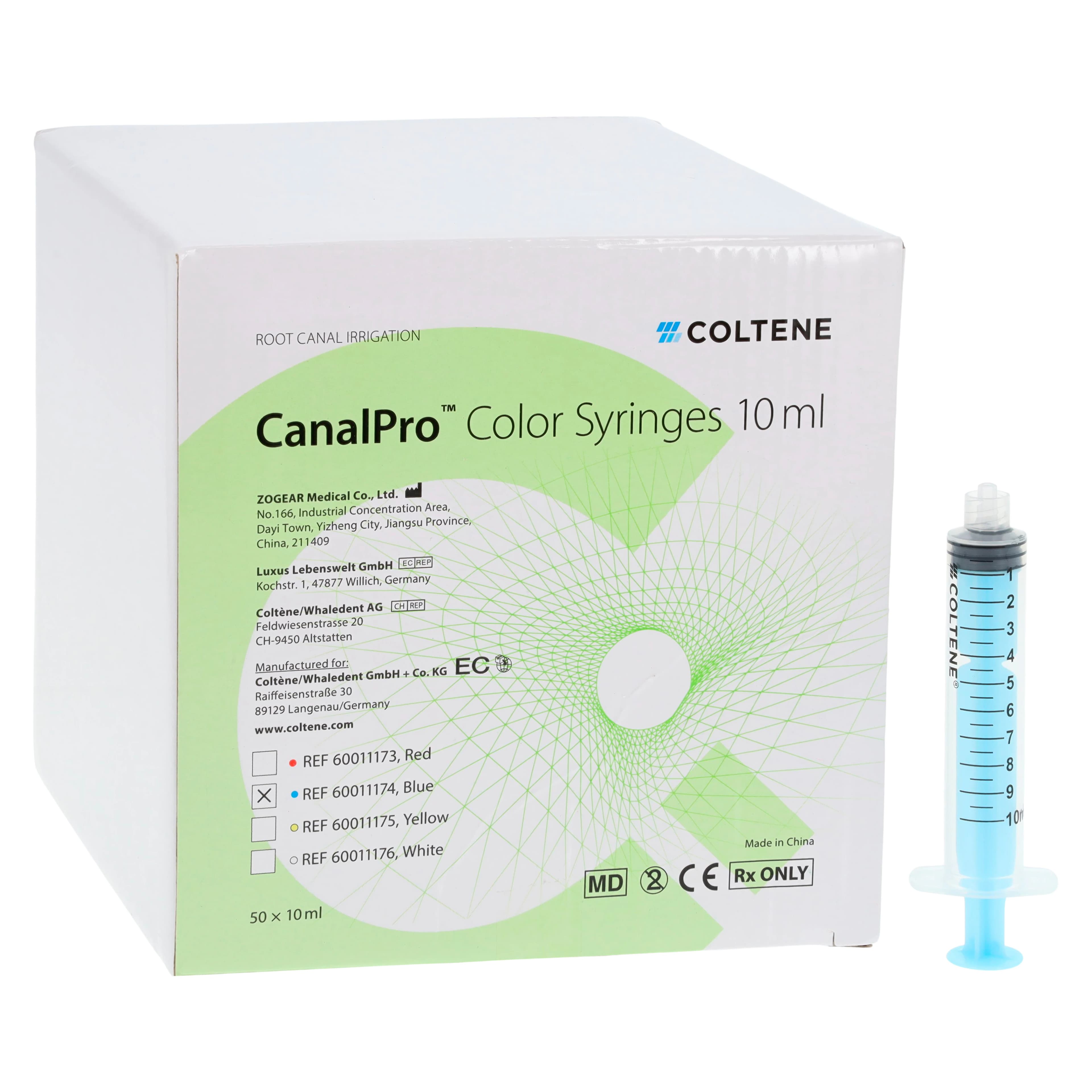 CanalPro Color-Coded Luer Lock Irrigation Syringe, 10 mL, Blue, Disposable, Latex-Free, 50/Box, 60011174 thumbnail 2