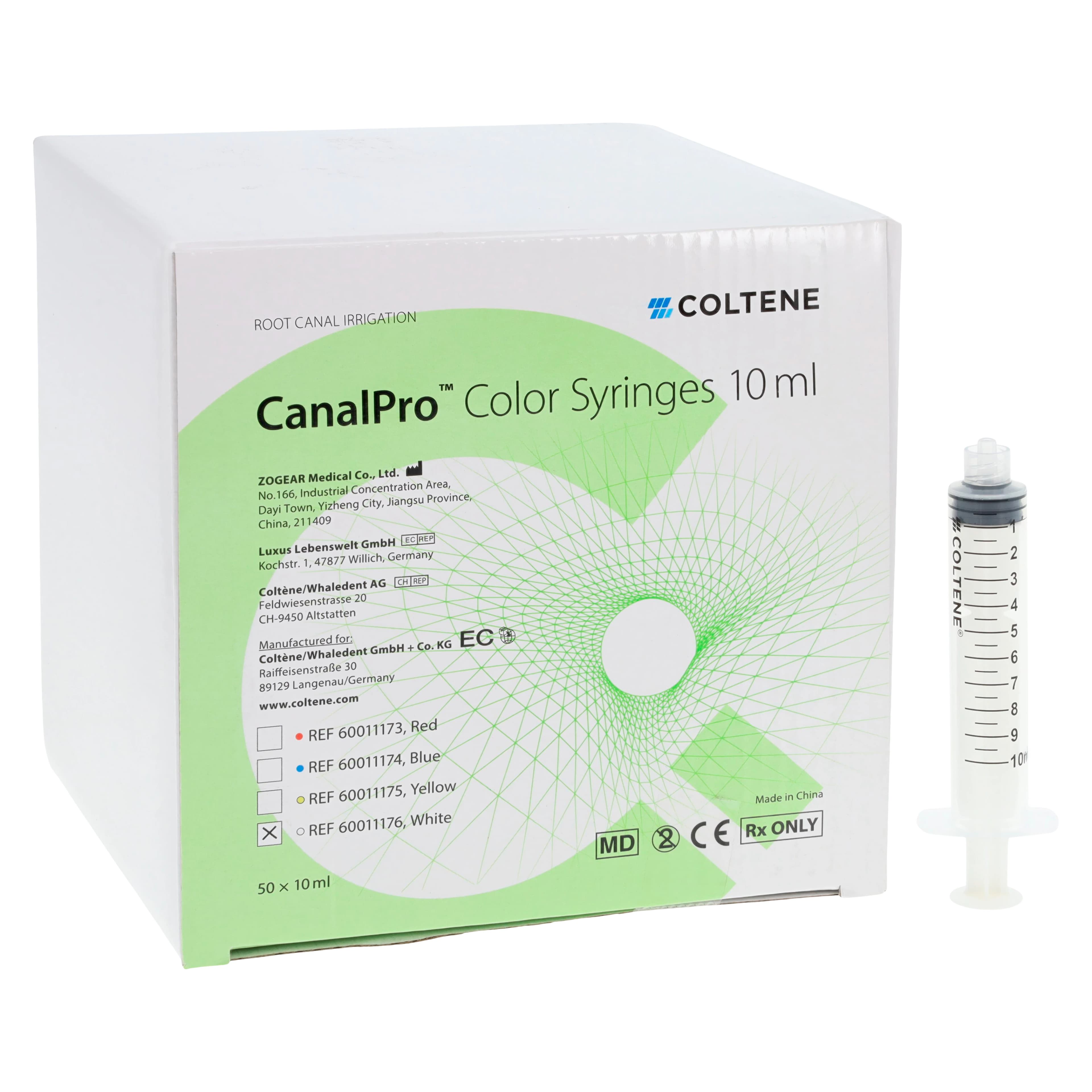 CanalPro Color Luer Lock Irrigation Syringes, 10 mL, White, Disposable, Latex-Free, 50/Pk, 60011176 thumbnail 3