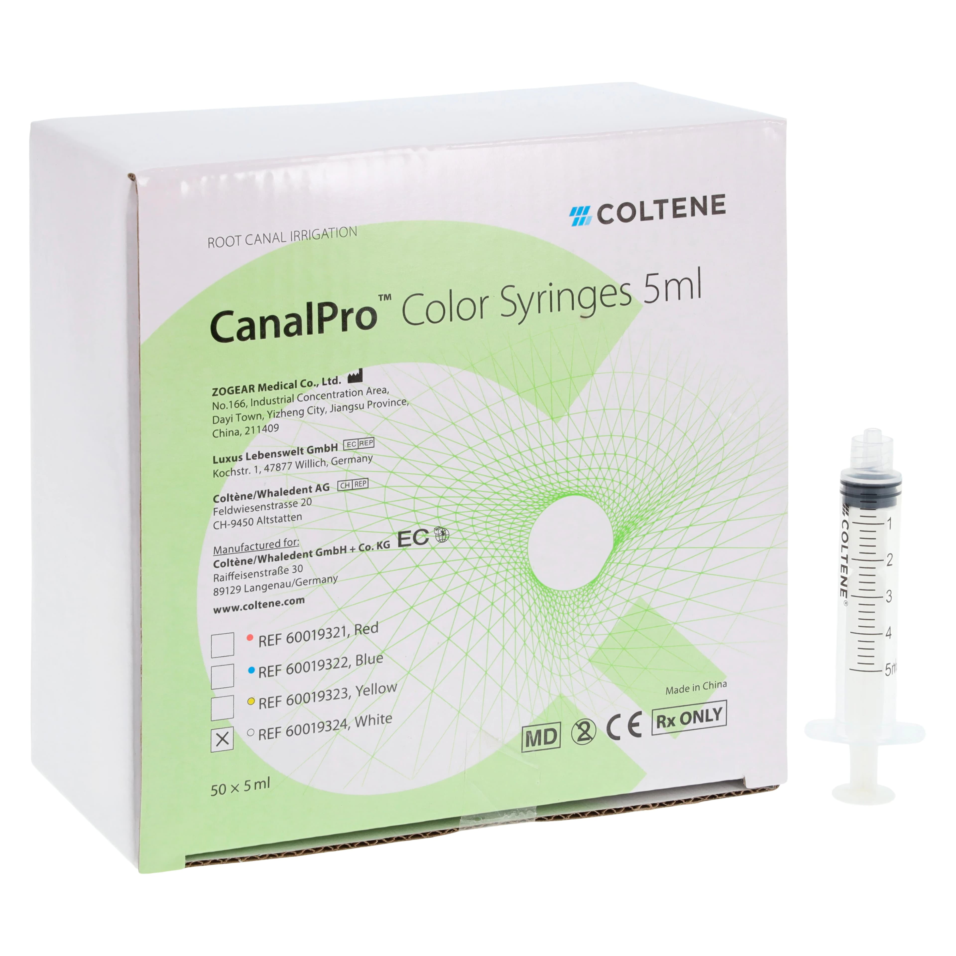 CanalPro Color Coded Luer Lock Irrigation Syringe, 5 mL, White, Disposable, Latex-Free, 50/Box, 60019324 thumbnail 3