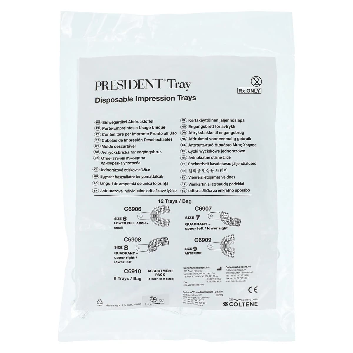 President Disposable Perforated Impression Tray, #8, Upper Right/Lower Left Quadrant, Clear, 12/Pk, C6908 thumbnail 3