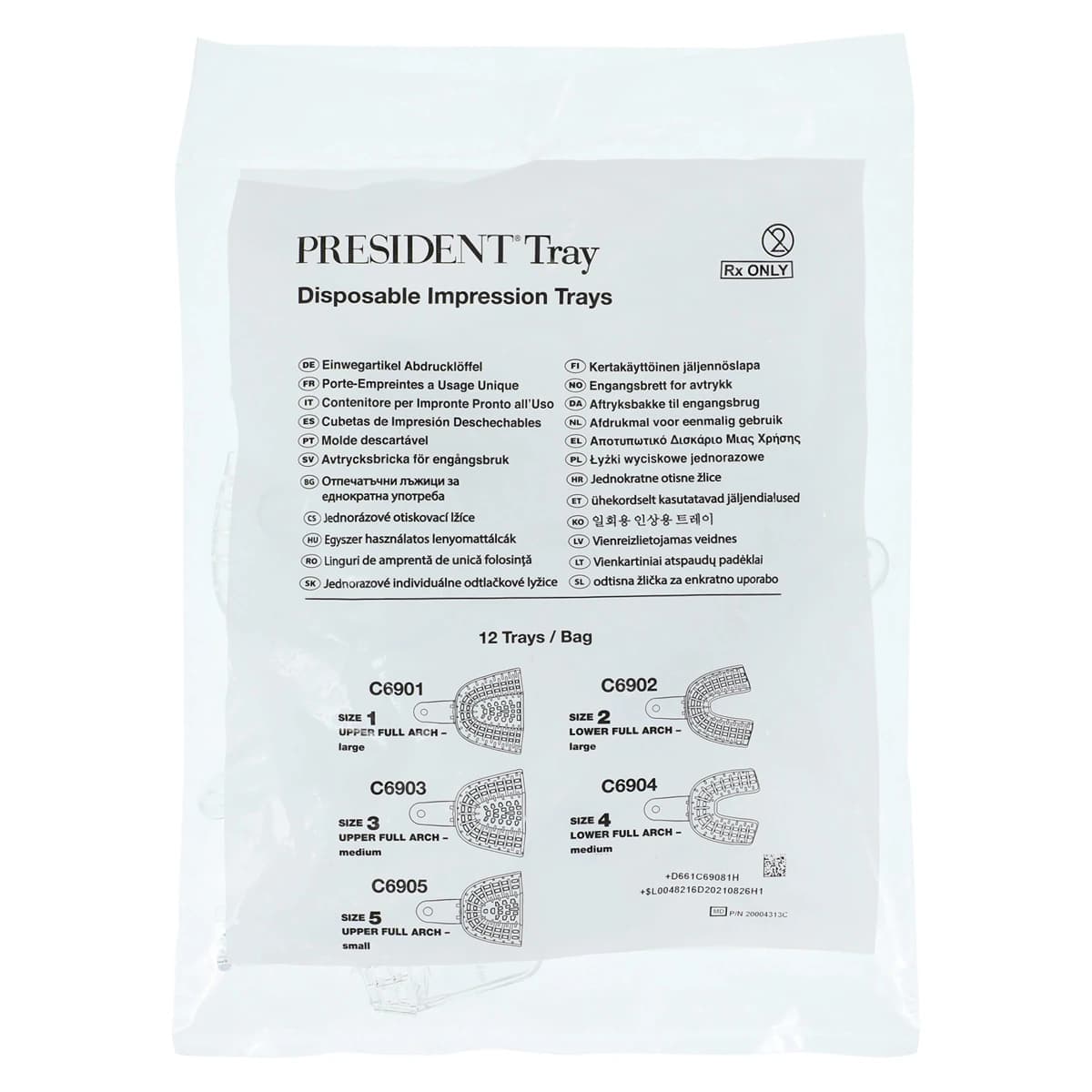 President Disposable Perforated Impression Tray, #8, Upper Right/Lower Left Quadrant, Clear, 12/Pk, C6908 thumbnail 4