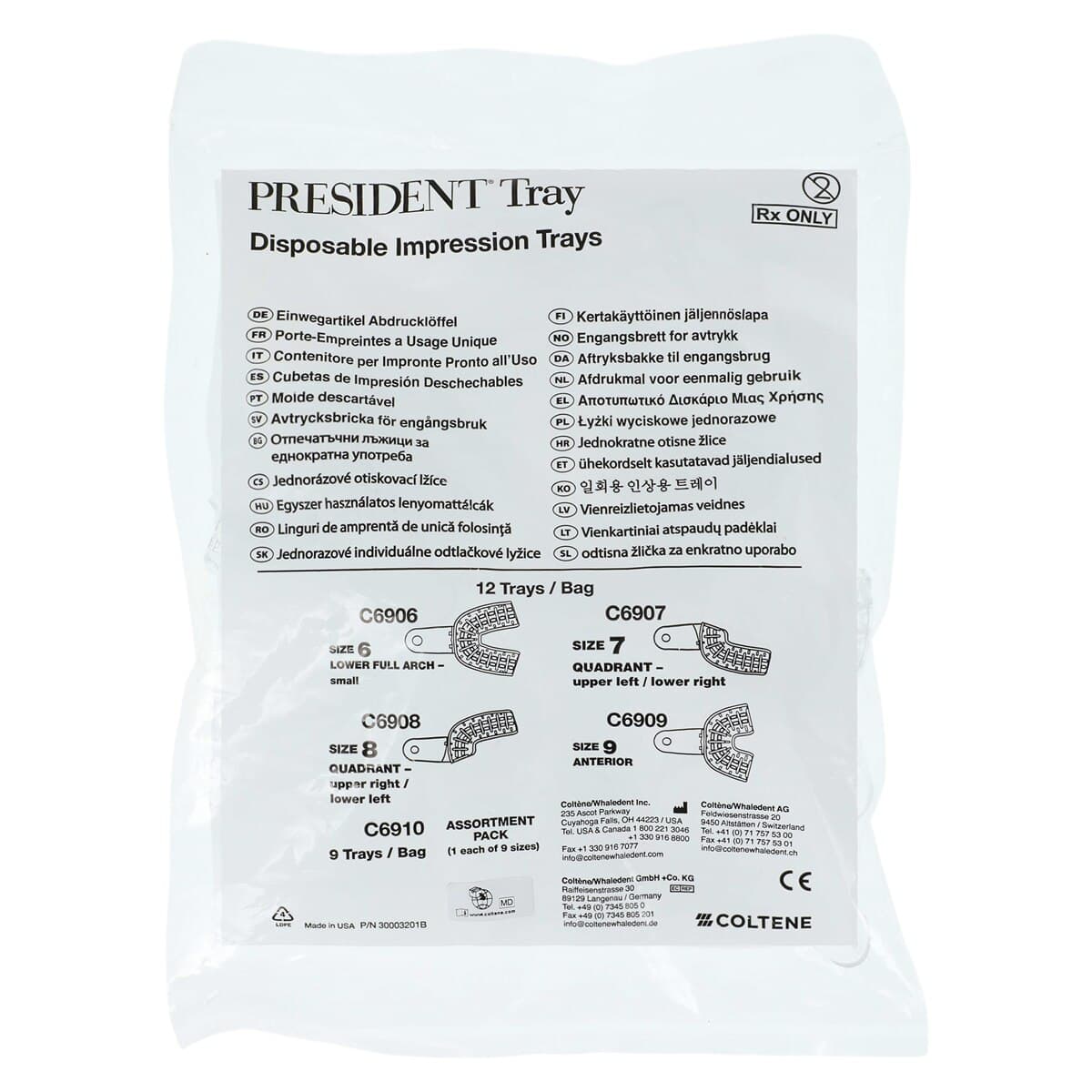 President Disposable Impression Trays, #9 Anterior Universal, Clear, Perforated, 12/Pk, C6909 thumbnail 3