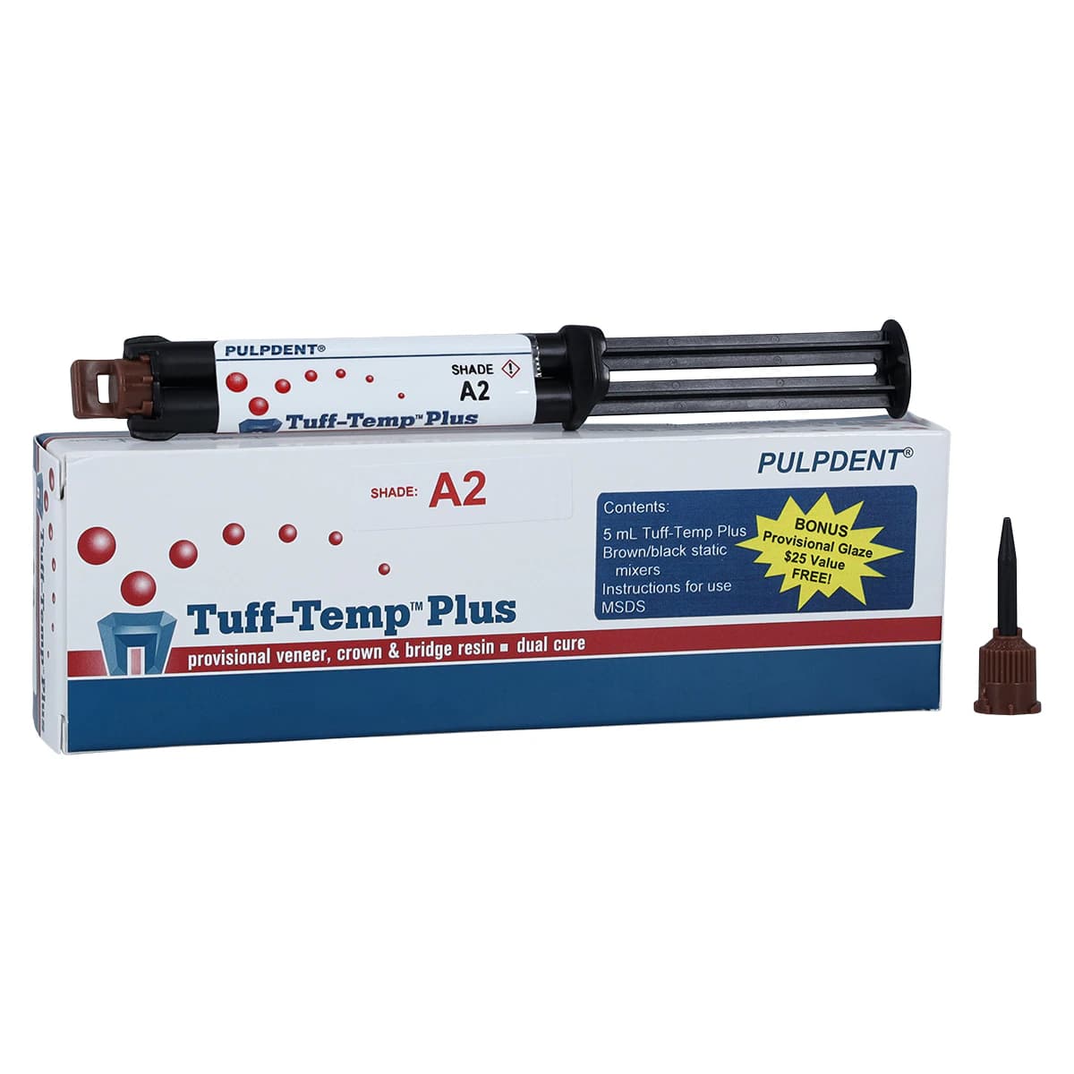 Tuff-Temp Plus Provisional Veneer, Crown & Bridge Resin, A2, 5 ml Automix Syringe Kit, TTP5A2 thumbnail 2