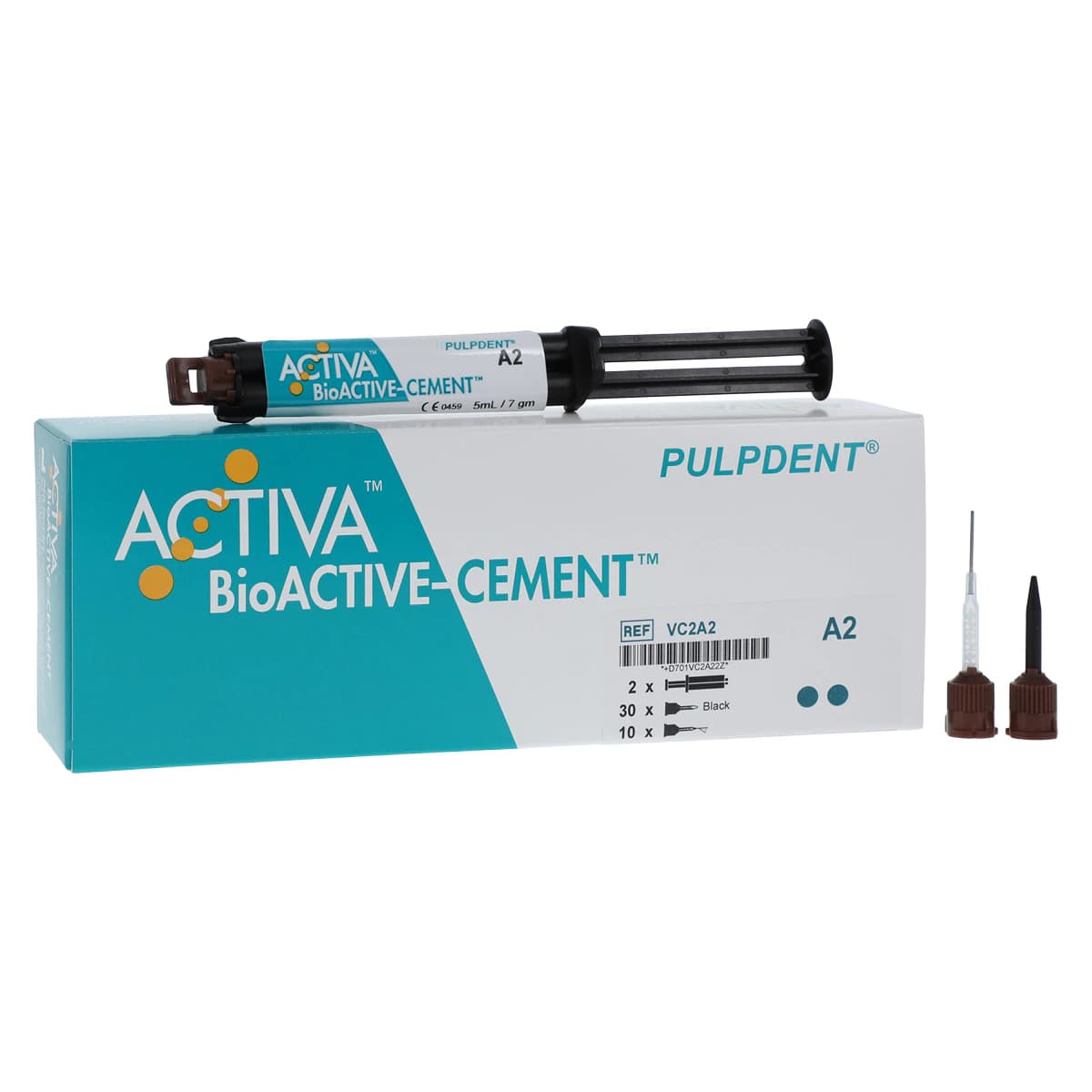 ACTIVA BioActive Cement, Value Pack, A2 Opaque Shade, 2 x 5 mL/7 g Syringes + 40 Automix Tips, VC2A2 thumbnail 2