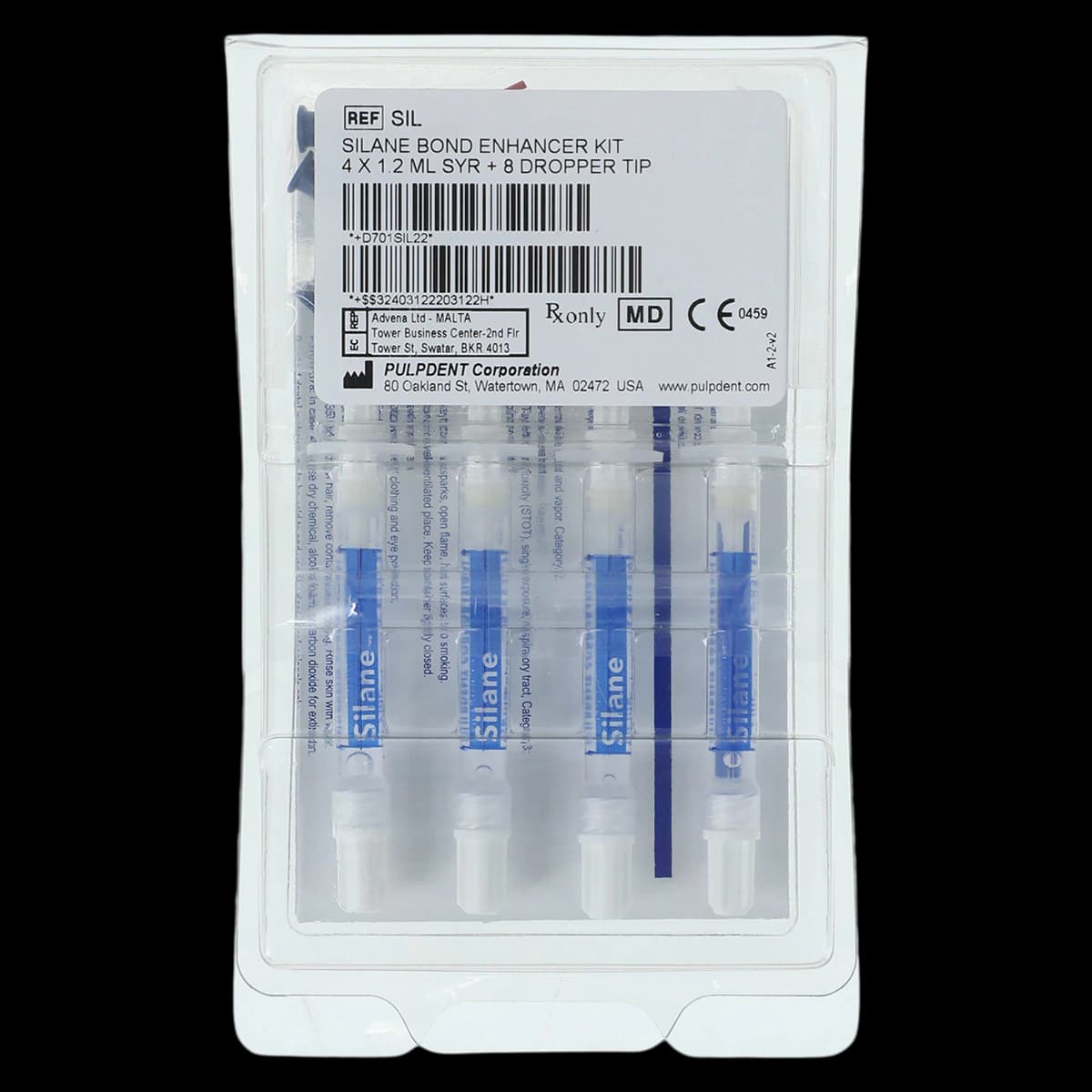 Pulpdent Silane Bond Enhancer Kit, 4 x 1.2 mL Syringes with 8 Applicator Tips, SIL - Silane Bond Enhancer 1.2ml Syringes 4Pk - Image 1