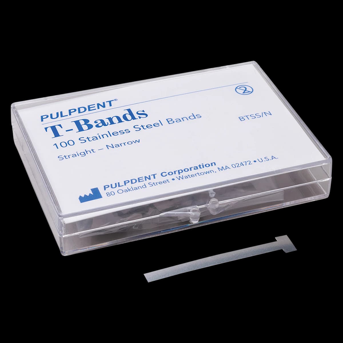 T-Bands, Straight, Narrow, Brass, 0.002" / 0.05 mm Thick, 100/Pk, BTBS/N thumbnail 2