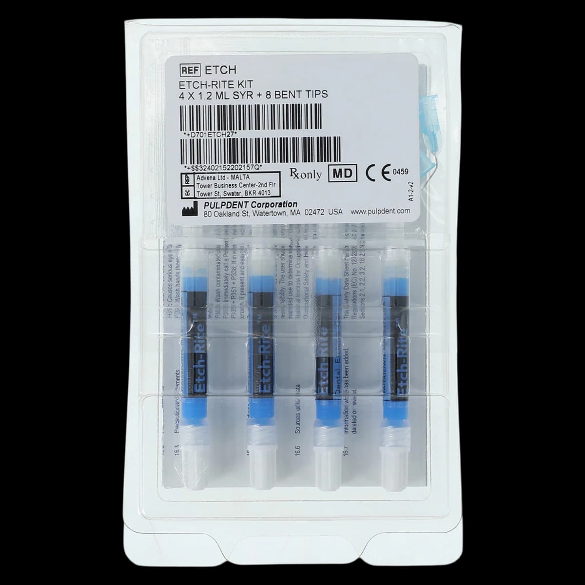 Etch-Rite Dental Etching Gel, 38% Phosphoric Acid, Standard Kit, 1.2 mL Syringes, 4/Pk, ETCH - Etch-Rite Dental Etching Gel, 38% Phosphoric Acid, Standard Kit, 1.2 ml, 4/Pk, ETCH - Image 1
