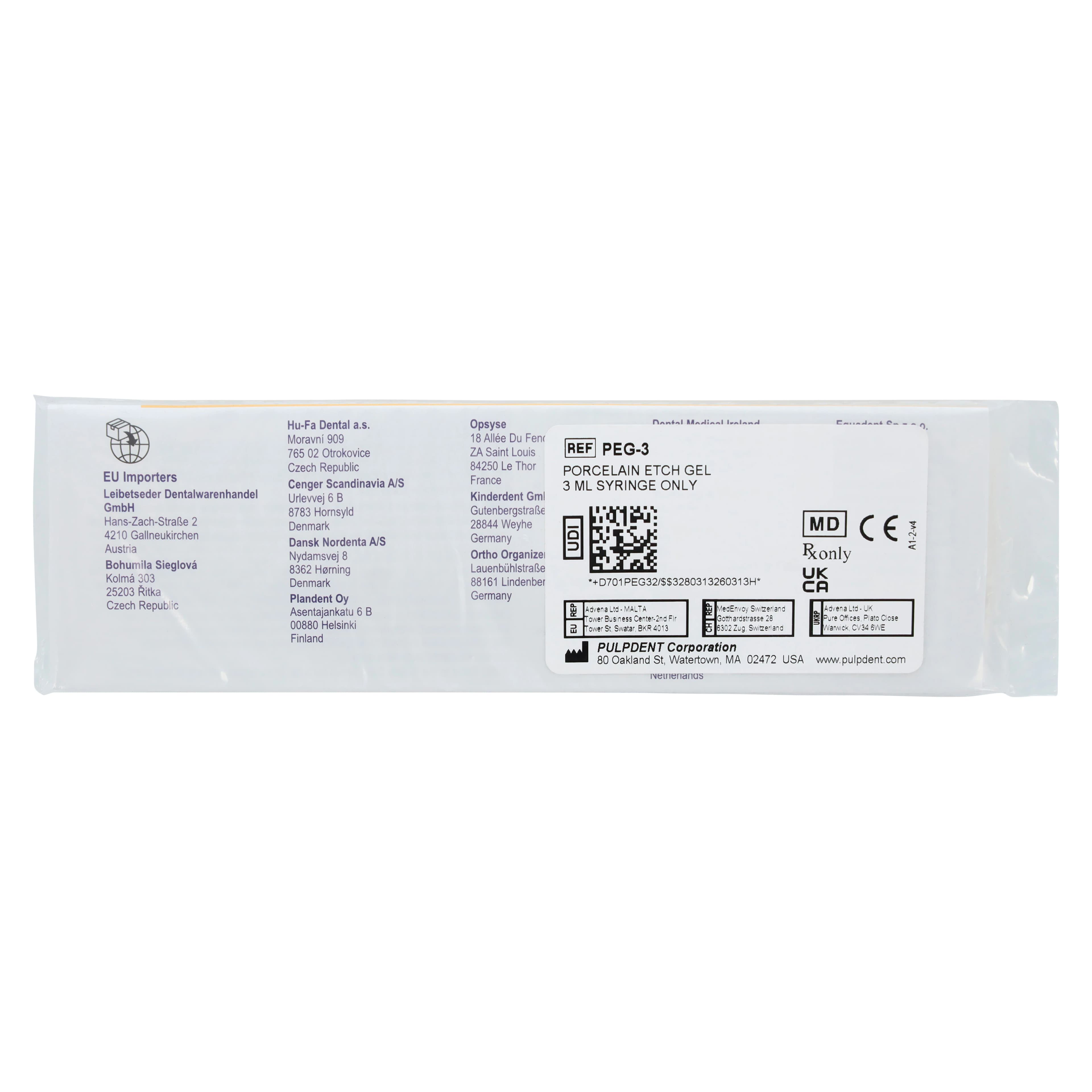 Porcelain Etch Gel, 9.6% Hydrofluoric Acid, Syringe Refill, 3 mL, Yellow, 1/Pk, PEG-3 thumbnail 4