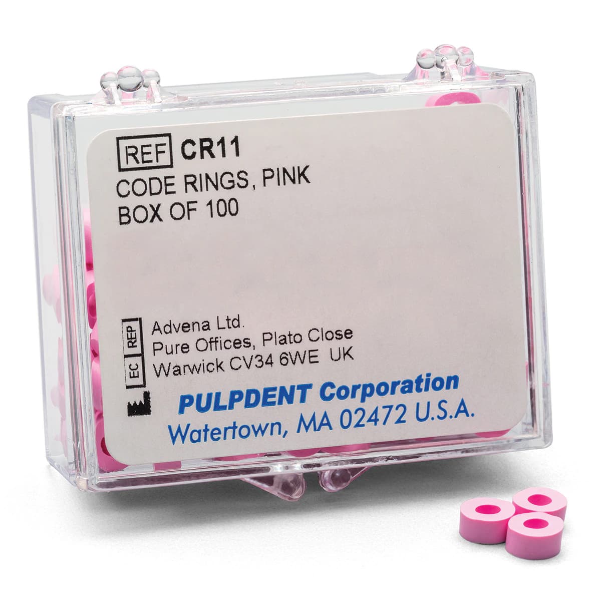 Pulpdent Silicone Code Rings, Standard, 1/8" ID x 1/8" Wide, Pink, 100/Pk, CR11 - Code Rings Silicone Standard 100/Pk Pink - Image 1