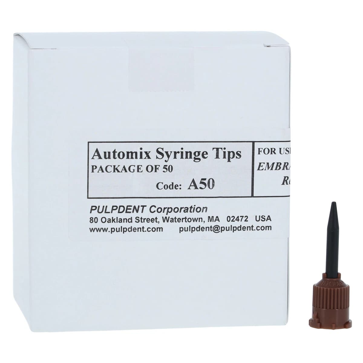 Pulpdent Automix Syringe Tips, Tapered, Brown, 5 ml, 50/Box, A50 - Tuff-Temp Plus, Automix Syringe Tips, 5 ml, 50/Box, A50 - Image 1