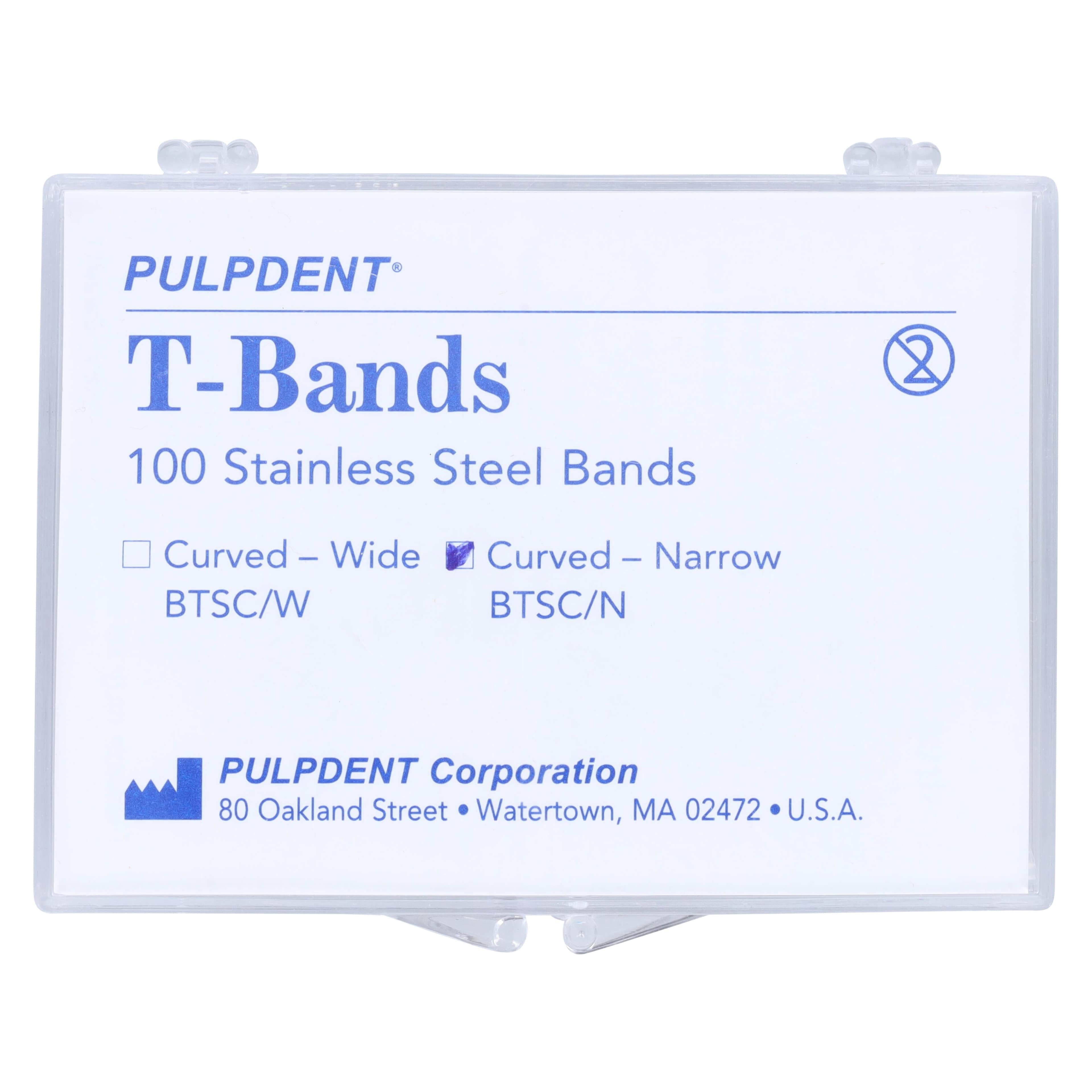 T-Bands, Stainless Steel, Curved/Narrow, 0.002" (0.05 mm) Thick, 100/Pk, BTSC/N thumbnail 3