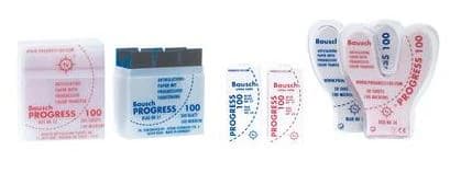 Bausch Progress 100 Articulating Paper, Blue, Horseshoe, 100 Micron, 50 Sheets in Plastic Dispenser, BK 53 - Progress 100 Plastic Dispenser in Horseshoe - Image 1
