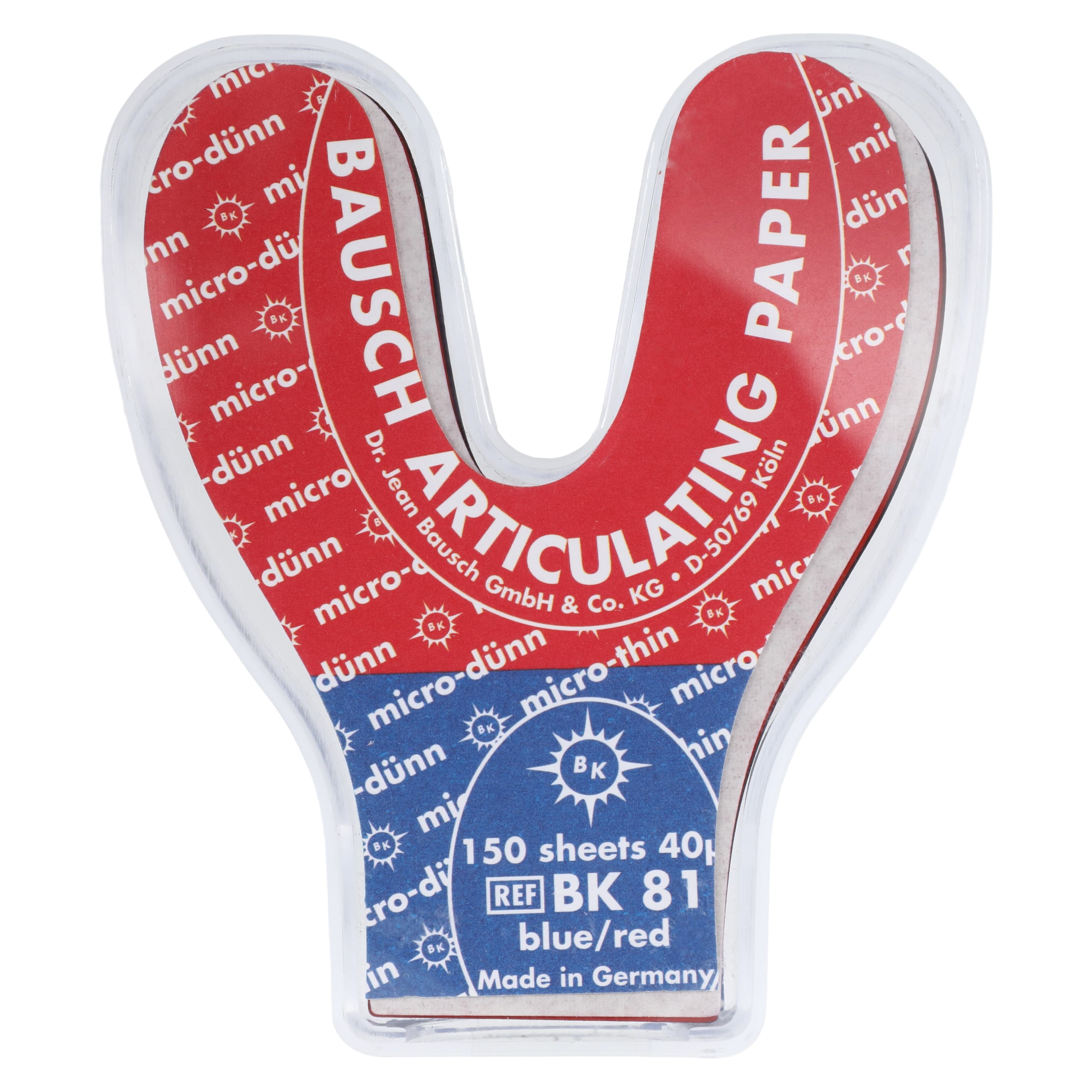 Arti-Check Micro-Thin Articulating Paper, Horseshoe, 40 Microns, Blue/Red, 150 Sheets, BK-81 thumbnail 3