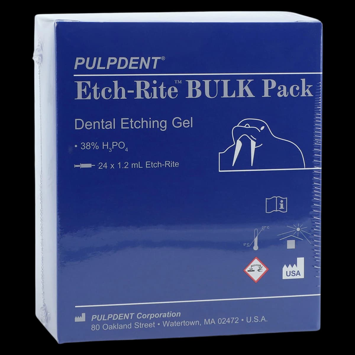 Etch-Rite Dental Etching Gel, 38% Phosphoric Acid, Blue, Thixotropic, Bulk Pack, 1.2 mL Syringe, 24/Pk, ET-24 - Etch-Rite Dental Etching Gel, 38% Phosphoric Acid, Bulk Pack, 1.2 ml, 24/Pk, ET-24 - Image 1