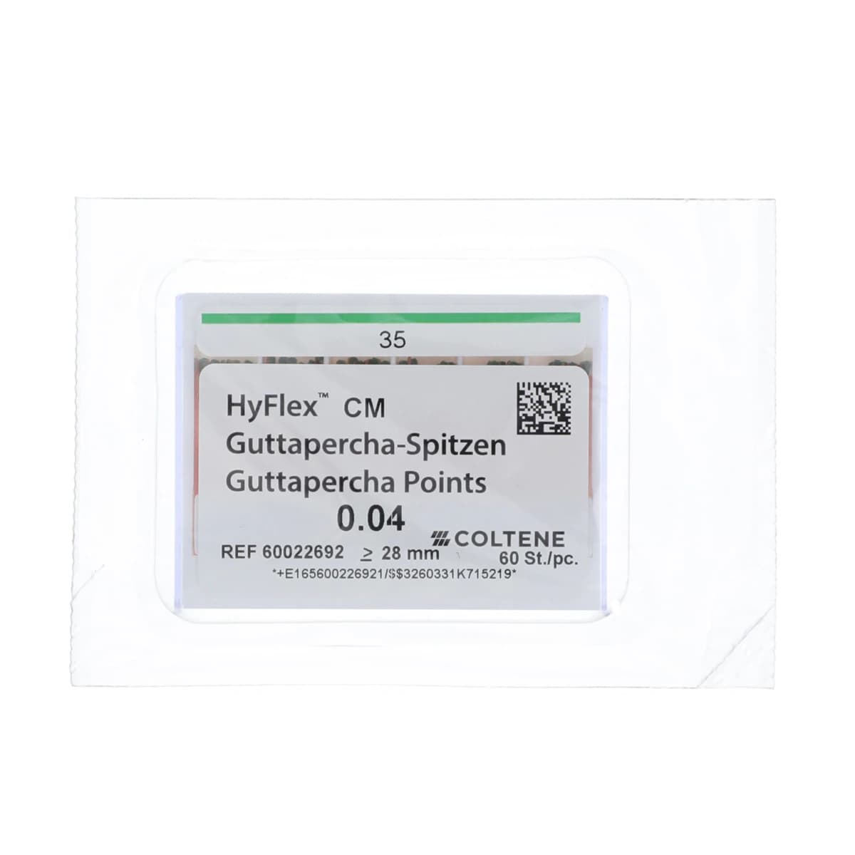 HyFlex CM Gutta Percha Points, .04 Taper, Size #35, Green, 60/Pk, 60022692 - HyFlex CM Guttapercha points .04 #35 60/Pk - Image 1