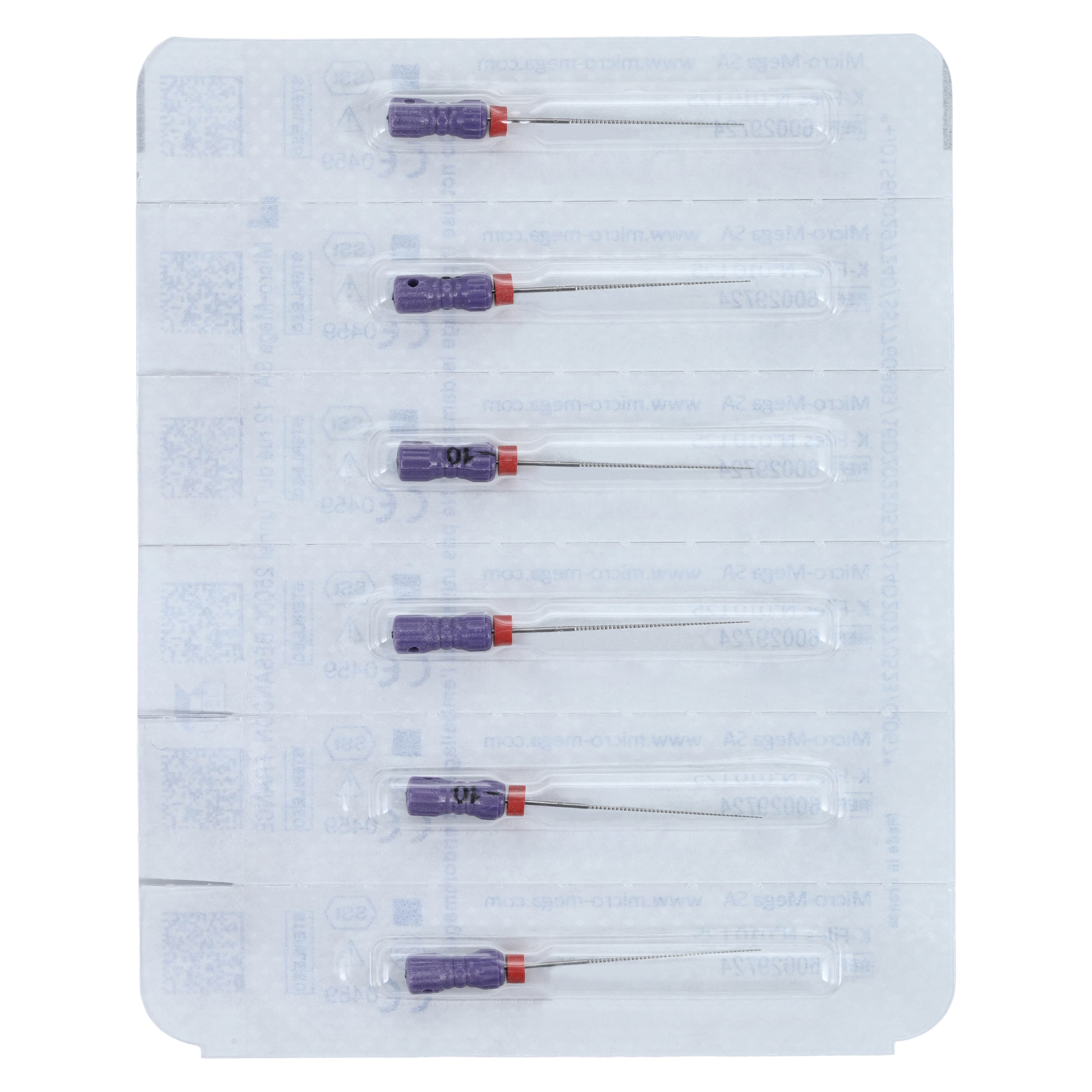 MicroMega B6 K-Files, Size #10, 25mm, 0.02 Taper, Stainless Steel, Sterile, 6/Pack, 60029724 thumbnail 7