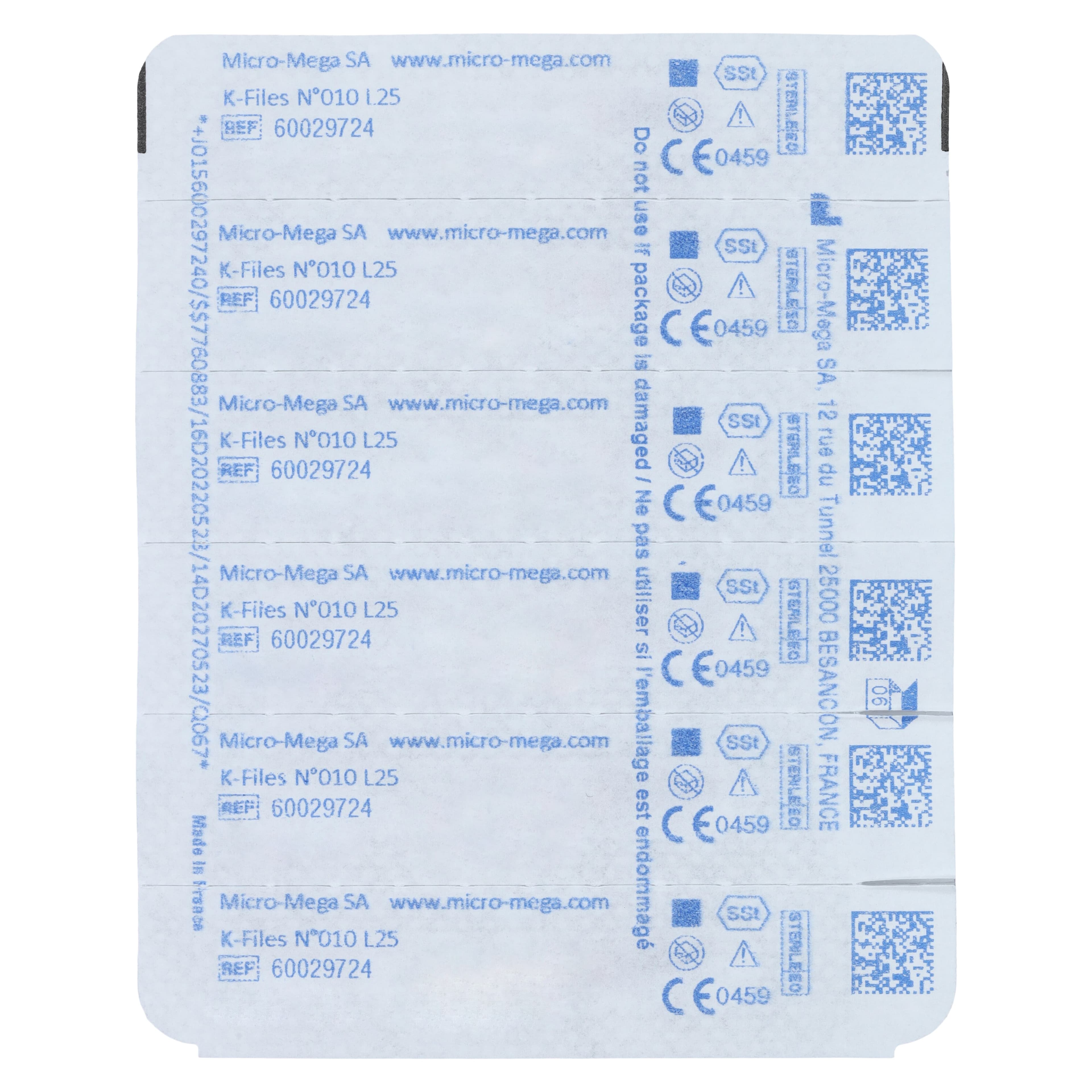 MicroMega B6 K-Files, Size #10, 25mm, 0.02 Taper, Stainless Steel, Sterile, 6/Pack, 60029724 thumbnail 6
