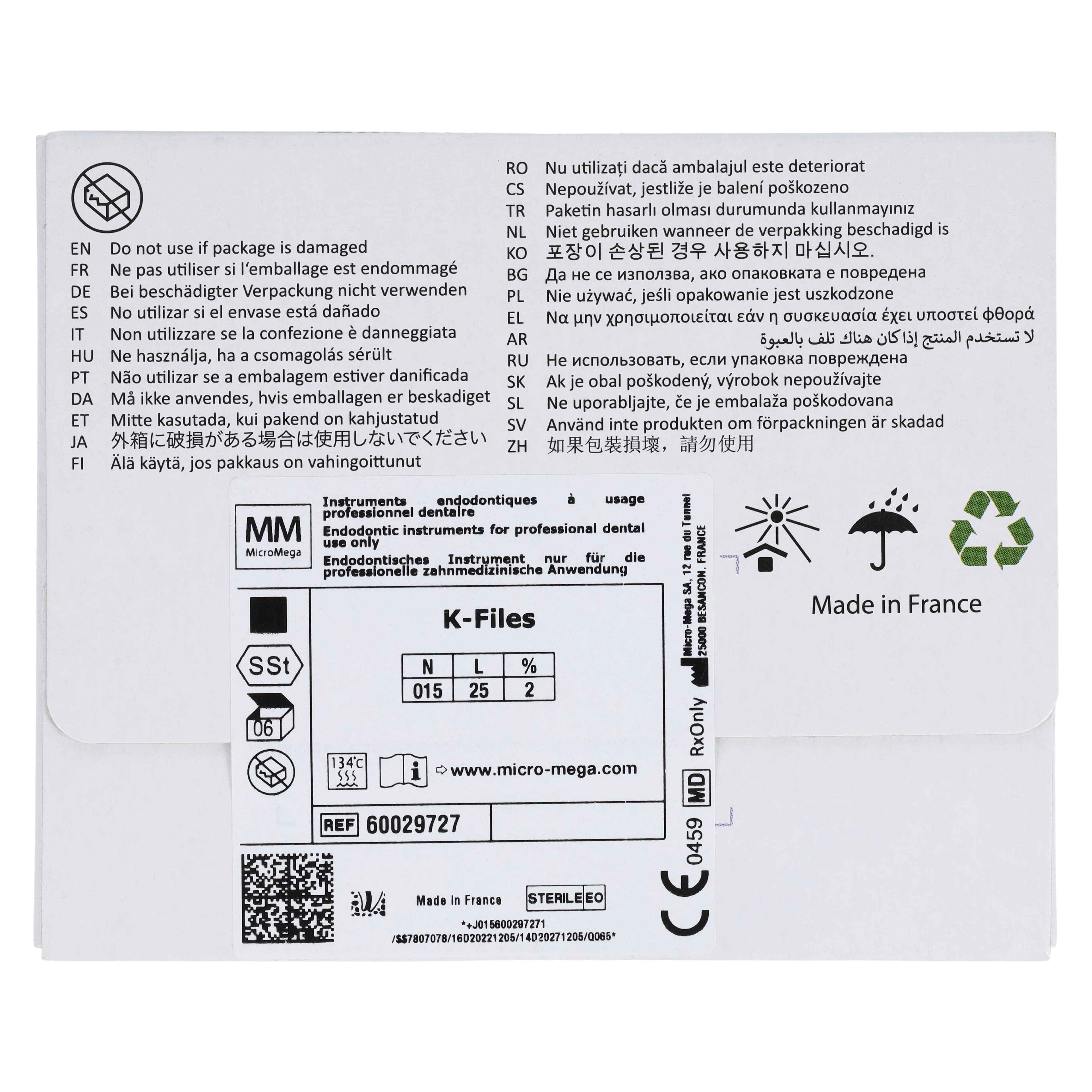 MicroMega B6 K-Files, Size #15 (N015), 25 mm, Stainless Steel, Sterile, 6/Pk, 60029727 thumbnail 7