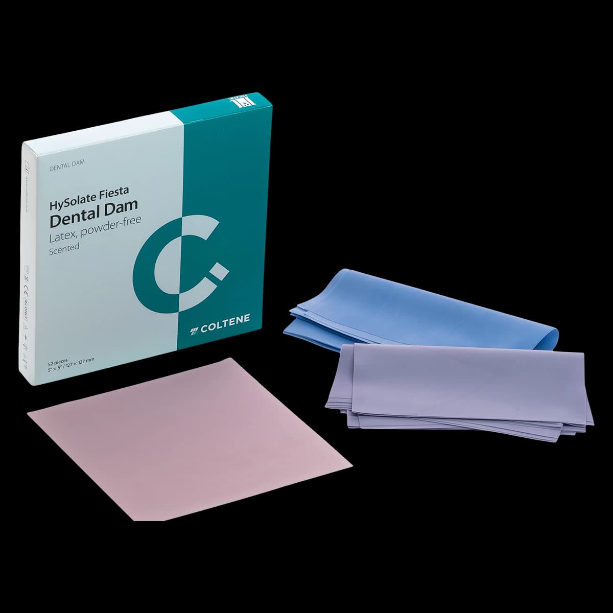 HySolate Latex Dental Dam, Light Medium, 5" x 5", Medium Gauge, Powder-Free, 364/Pack, 60034432 - HySolate Latex Dental Dam 5x5 Light Medium Pack of 364 - Image 1