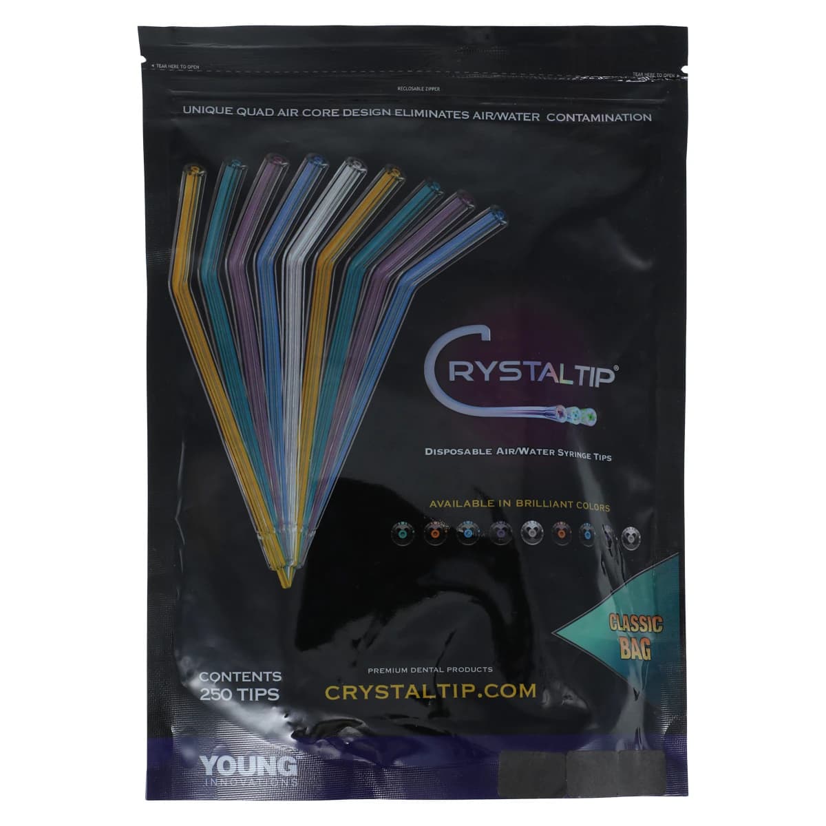 Crystal Tip Disposable Air/Water Syringe Tips, Pacific Blue, 250/Bag, CT1202 - Crystal Tip Air/Water Syringe Tips Pacific Blue 250/Bag - Image 1