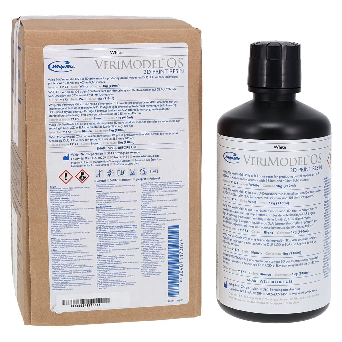 Whip Mix VeriMODEL OS Ortho White 3D Print Resin, 1 kg (910 mL) Bottle, 71173 thumbnail 2