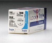 LOOK Sharpoint Silk Suture, 4-0, Black Braided, Non-Absorbable, C-3 Precision Reverse Cutting Needle, 3/8 Circle, 13mm, 18" (45cm), 12/Box, #792B thumbnail 2