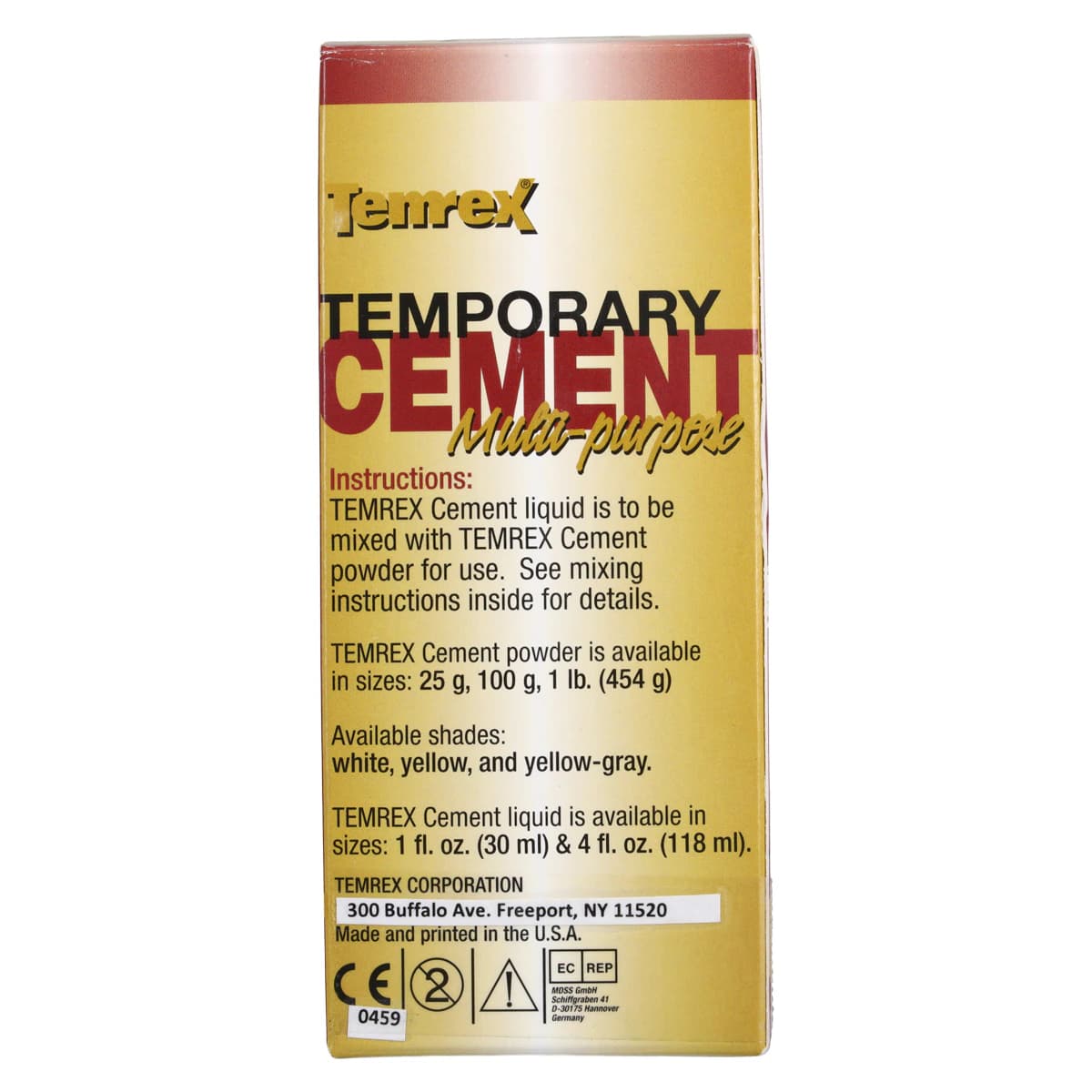 Temrex Zinc Oxide Eugenol Temporary Cement Powder, Yellow, 100g Bottle, 341 thumbnail 3