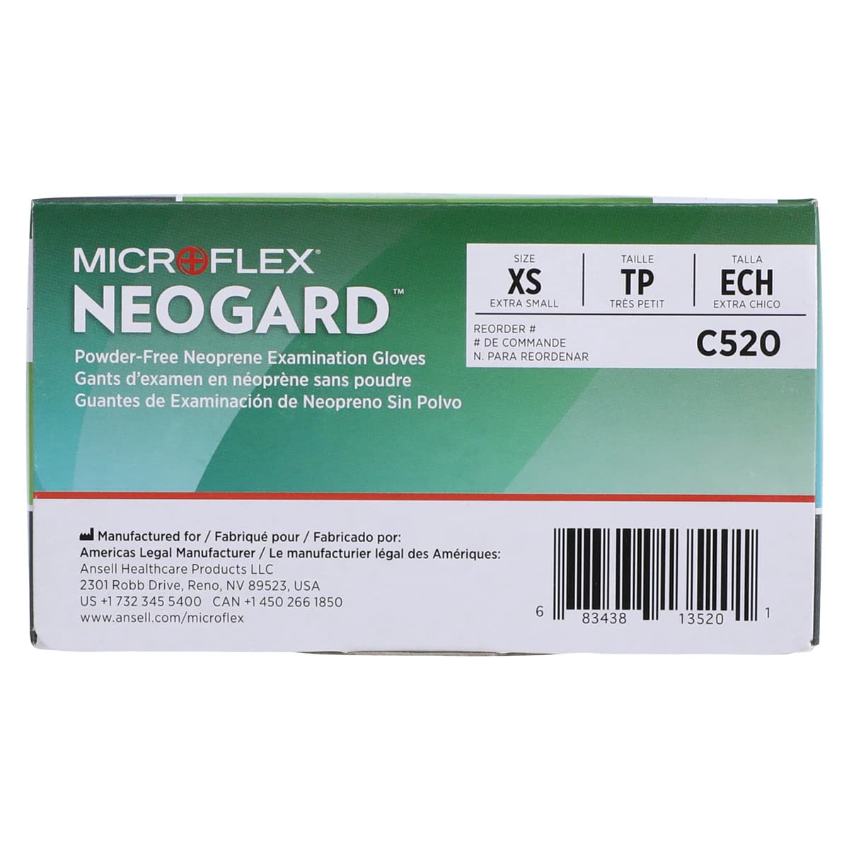 Microflex Neogard Chloroprene Exam Gloves, Powder-Free, Non-Sterile, X-Small, Green, 100/Box, C520 thumbnail 6