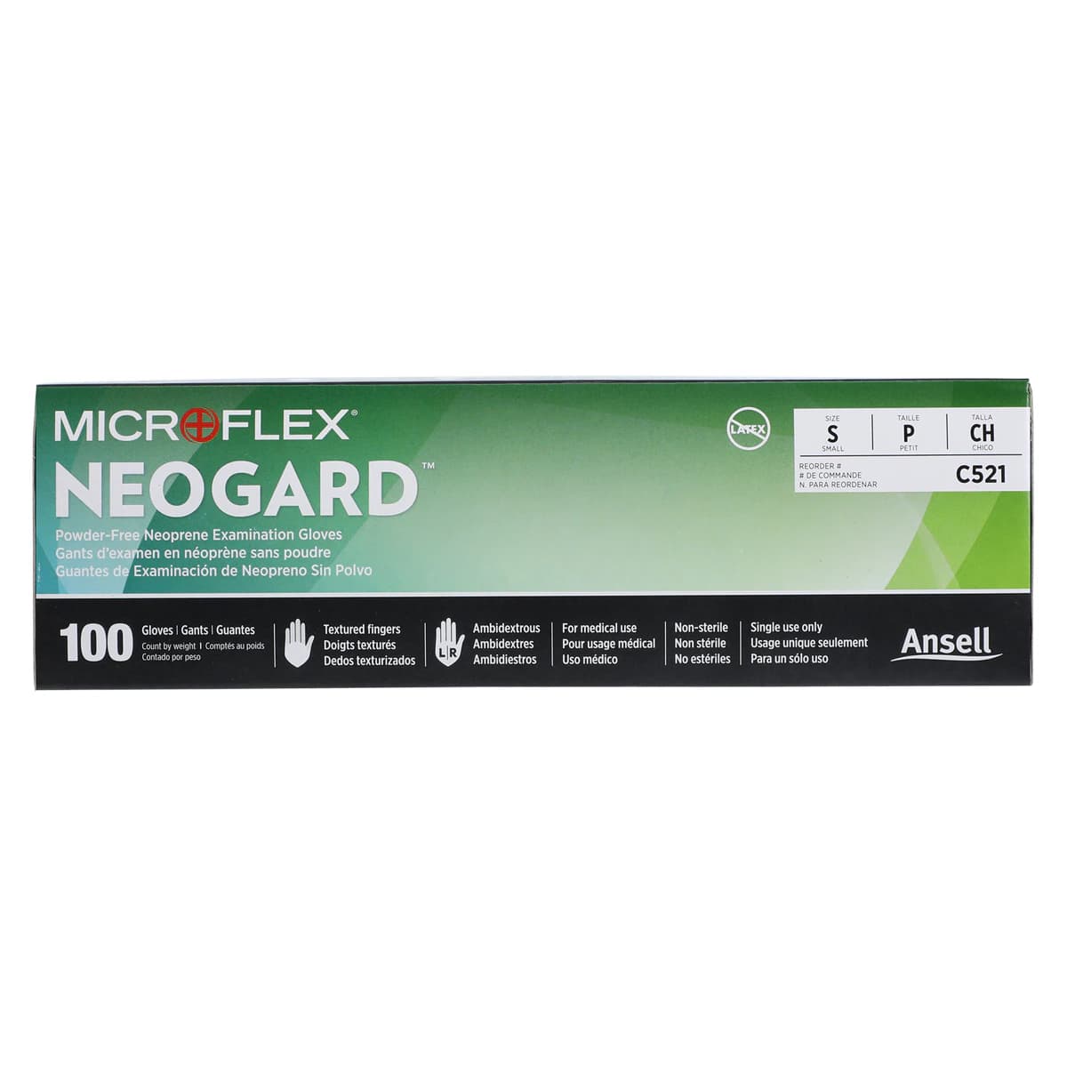 Microflex Neogard C52 Chloroprene Exam Gloves, Powder-Free, Non-Sterile, Small, Green, 100/Box, C521 thumbnail 5